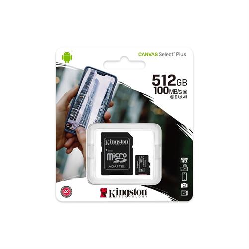 KINGSTONKingston SDCS2-512GB 512GB micSDXC Canvas Select Plus 100R A1 C10 Card + ADP Hafıza Kartı740617298727