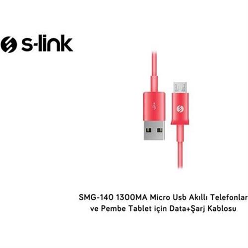 S-LİNKS-link SMG-140 1.3a Micro Usb pembe Data+Şarj Kablosu8680096024795