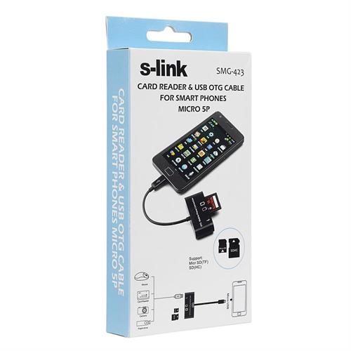 S-LİNKS-link SMG-423 Micro Usb to Cep Tel Kart Okuyucu + Hup Çevirici8697671484356