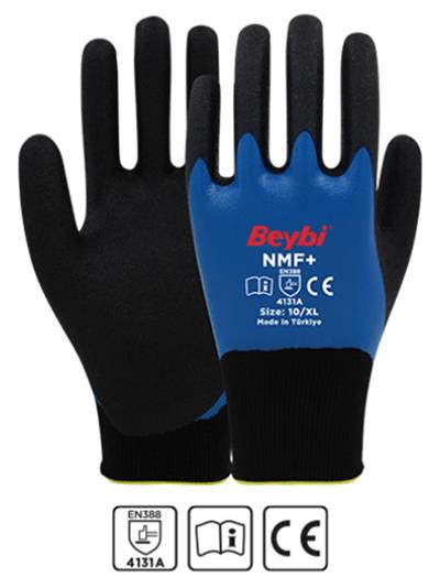 BEYBİBeybi NMF+ 10Beden 12li Double Mikro Köpük Tam Nitril Kaplı Polyester Örgü Eldiven8681780042590
