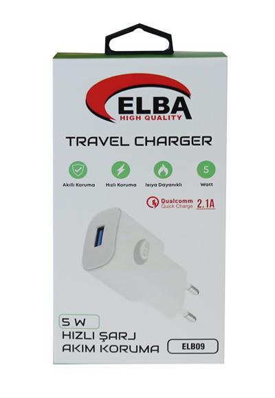 ELBAElba Elb09 5W 2.1A Hızlı Şarj Akıllı Koruma Usb EV Şarj Kafa8698521895841