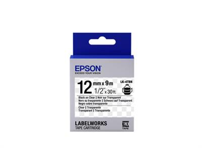 EpsonEpson LK-4TBN Şeffaf Üzeri Siyah 12mm 9Metre Etiket8715946611273