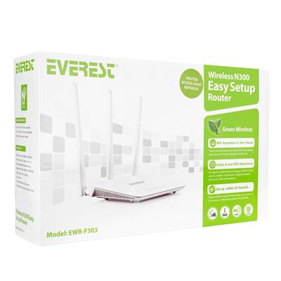 EVERESTEverest EWR-F303 300Mbps 2.4GHz 3x5dBi Anten 1xWAN 3xLAN Repeater+AP+WISP Destekli Wireless Router8680096044038