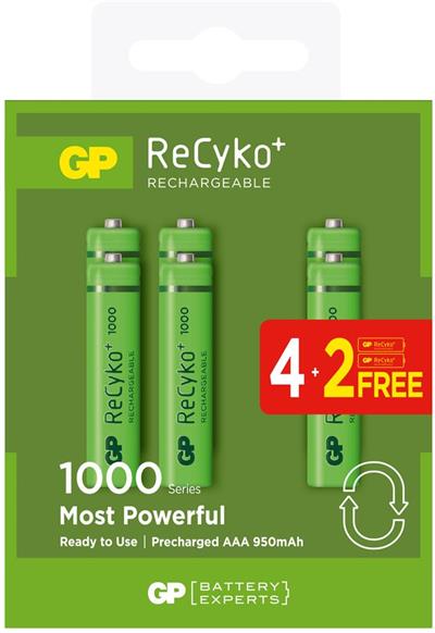 GPGP AAA 950 mAh Şarjlı İnce Kalem Pil 4+2'li Paket GP100AAAHCE4-2BB4891199122774