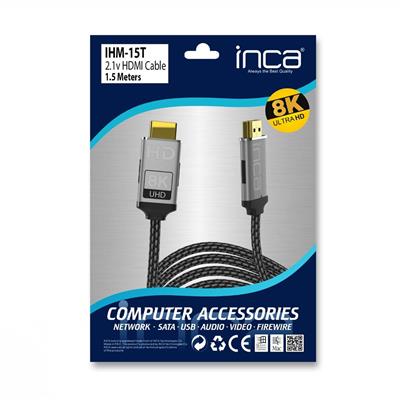 INCAInca IHM-15T 1.5mt 2.0  Altın Uç Örgülü Kablo Hdmı To Hdmı Kablo 8K 2.1V ( 7680 × 4320 8K)8681949013553