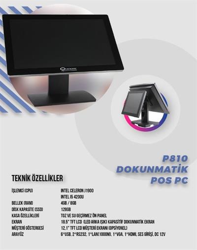QUATRONICQuatronic P815 Intel Core i5 8GB 128GB SSD Dokunmatik Pos PCBLTPOSQP18500001