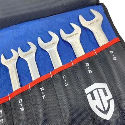 WorkproWORKPRO WP202507 6-32mm 12 Parça CR-V Profesyonel Açık Ağız Anahtar Takımı + Bez Taşıma KılıfıWP202507