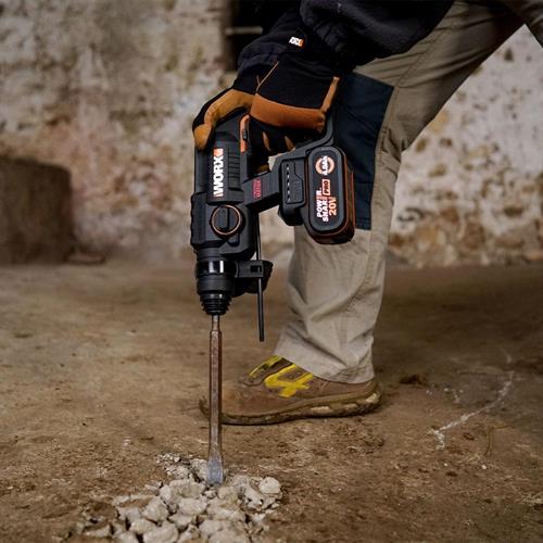 WorxWORX WX381.9 20Volt 2J Profesyonel SDS-Plus Pnömatik Kırıcı/Delici + 3 Parça Delme Ucu (Akü Dahil Değildir)WX381.9
