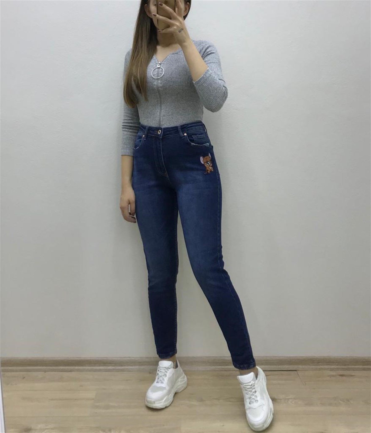 Bayan Nakışlı Kot pantolon 0213