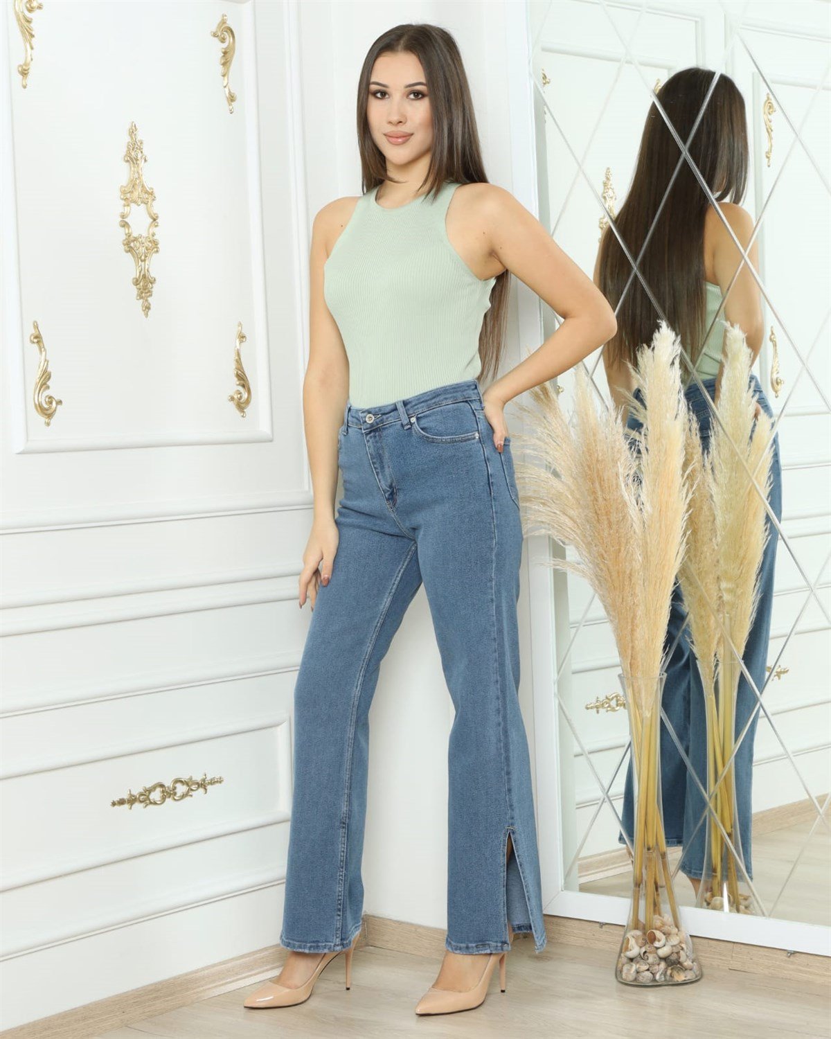 Kadın Bol Paça Kot pantolon 2211154