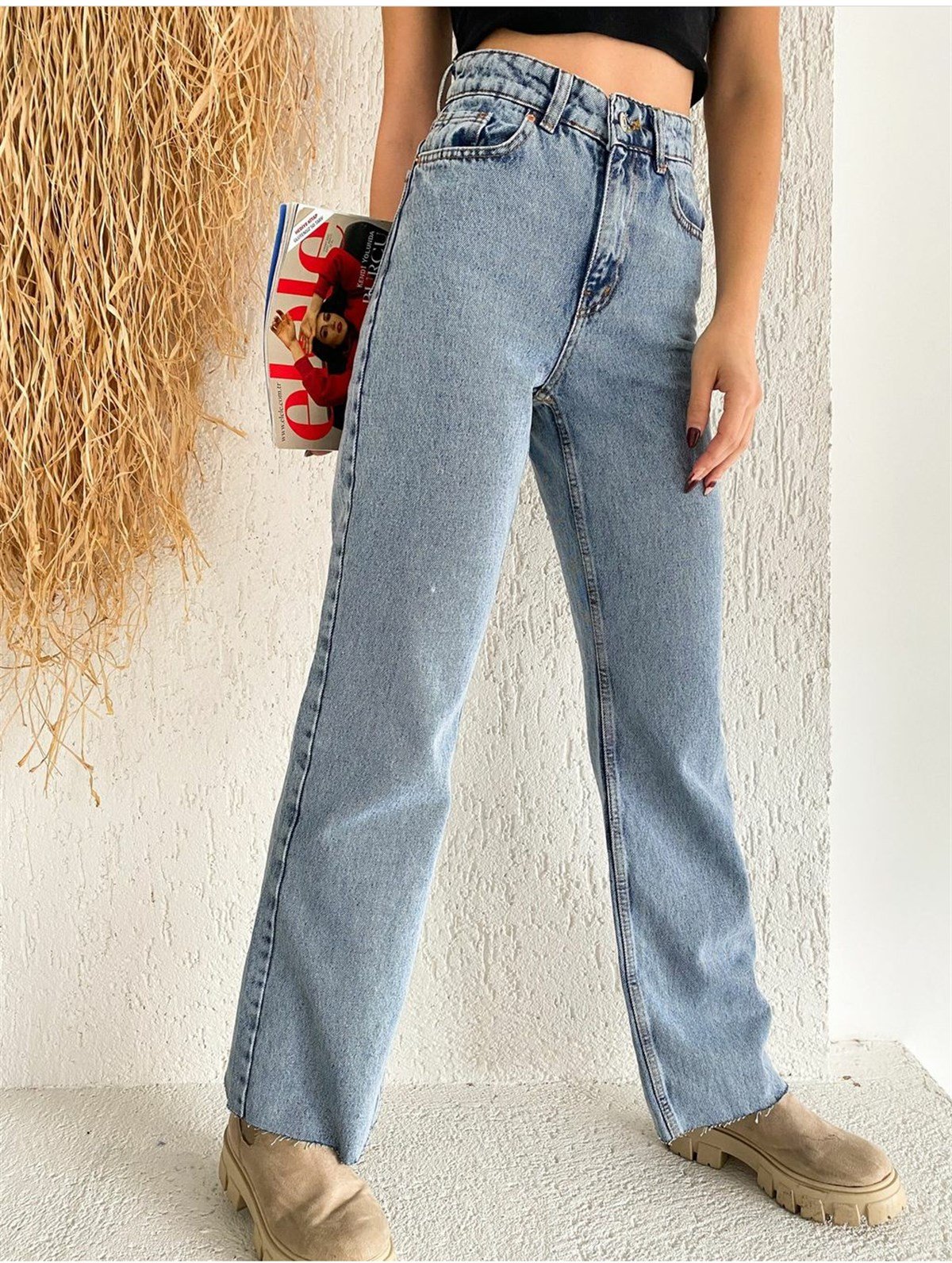 Kadın Bol Paça Kot pantolon 33254