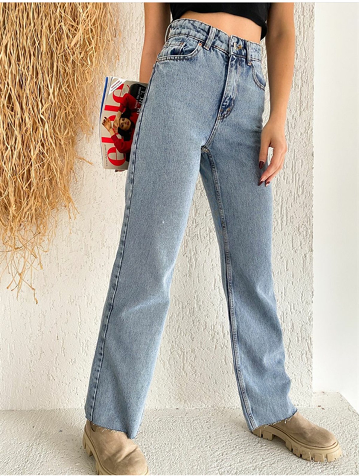 Kadın Bol Paça Kot pantolon 33254