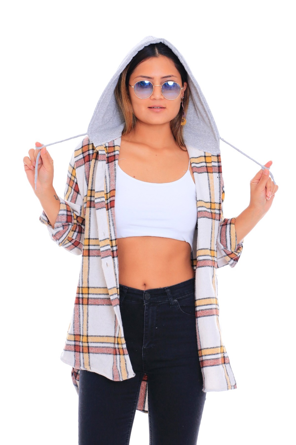 Bayan Kapşonlu Oduncu Gömlek6 25141