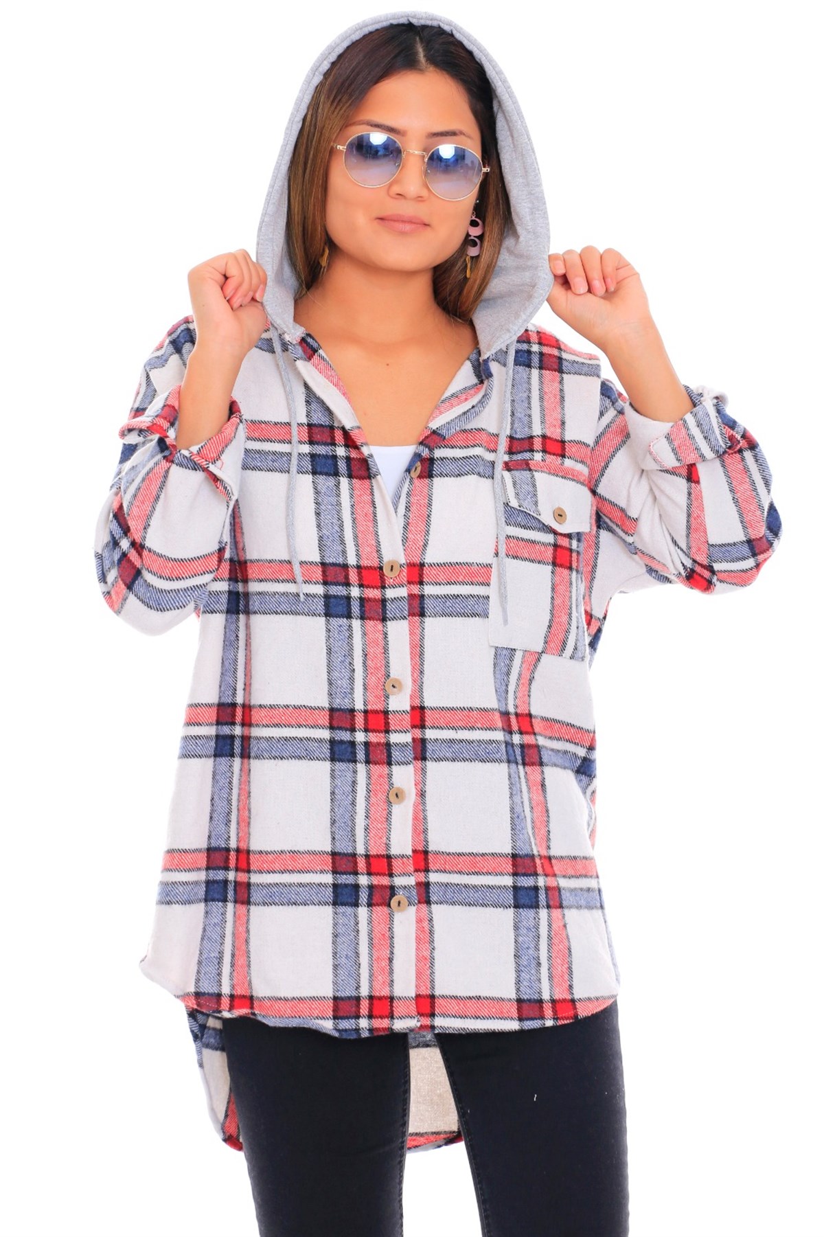 Bayan Kapşonlu Oduncu Gömlek6623241