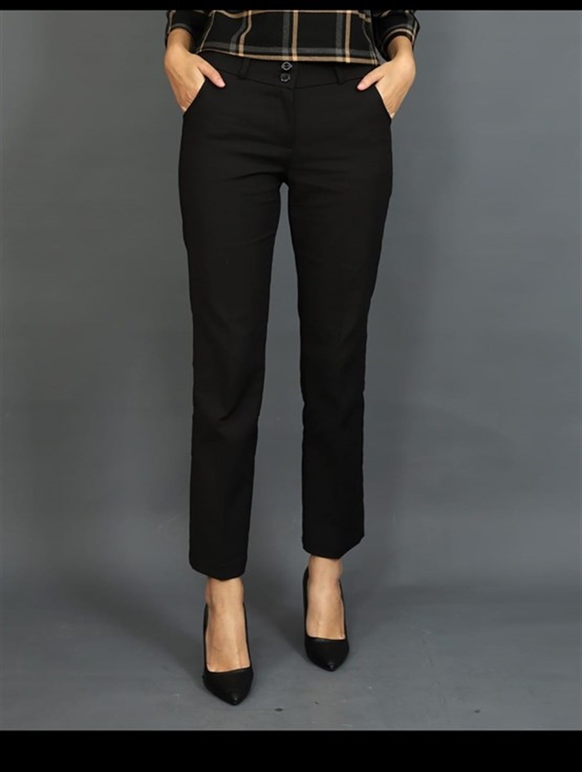 siyah Bilek Boy Bayan Kumaş Pantolon - NS4215