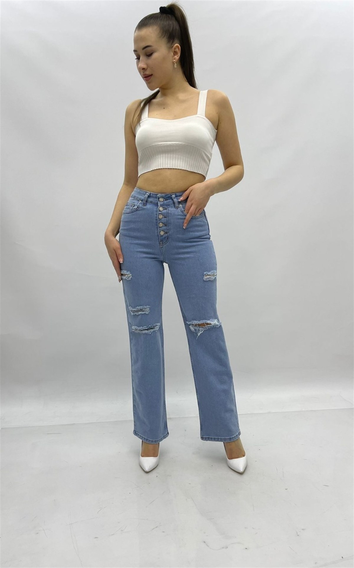 Kadın Bol Paça Kot pantolon 422254