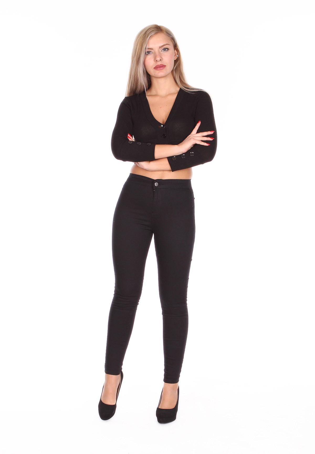 Tayt Model Siyah Renk Likralı Bayan Kot Pantolon - 2860