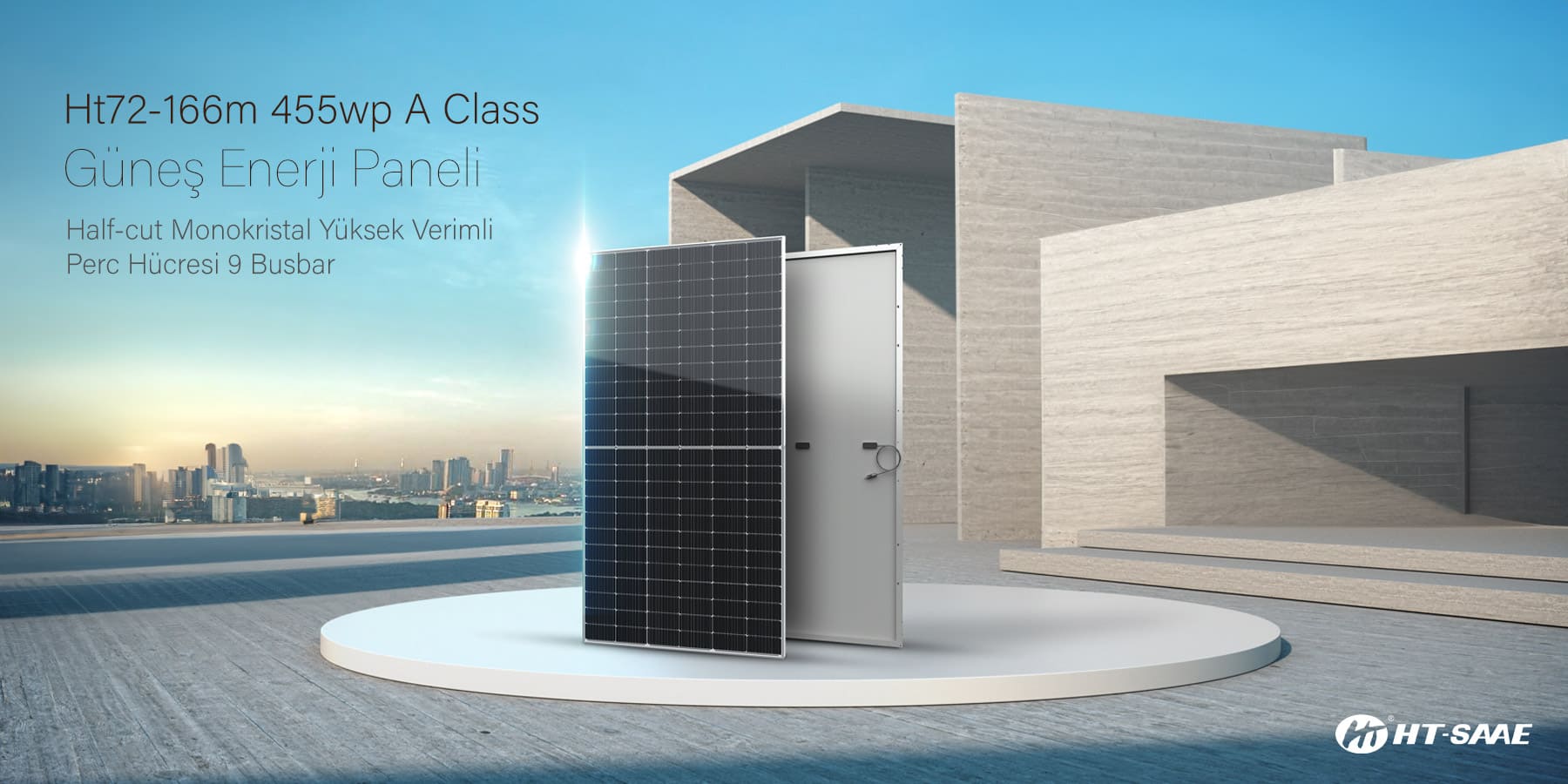 HT-SAAE Ht72-166m 455wp A Class Güneş Paneli Half-cut Monokristal Yüksek Verimli Perc Hücresi 9 Busbar
