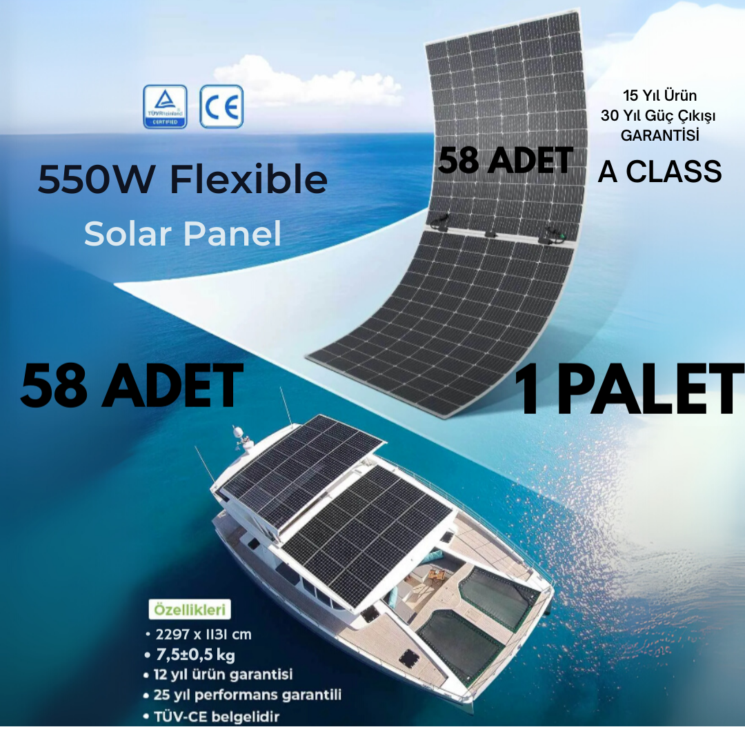HT72-18X (NLm) Jupiter Flex – Ultra Hafif Esnek Güneş Paneli 550W (58 Adet / 1 Palet)