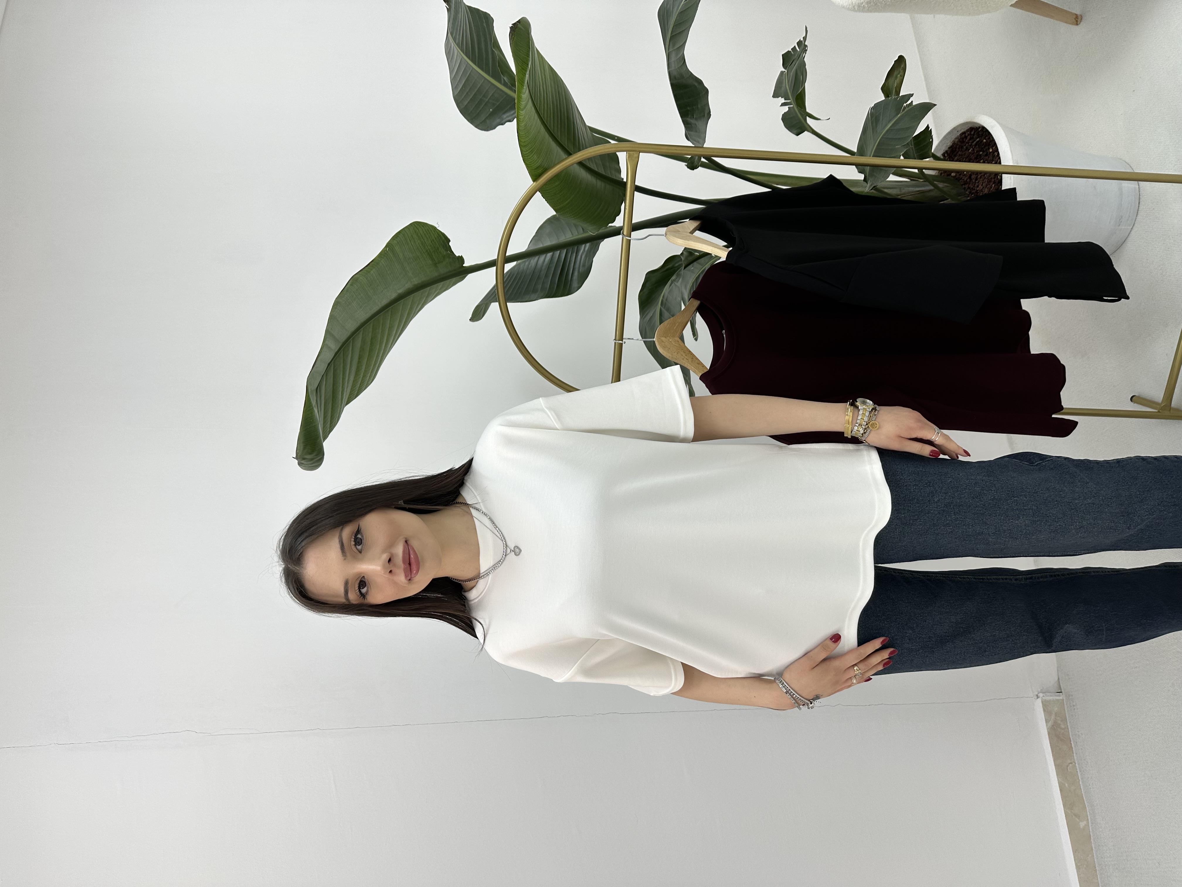  Modal Kumaş Beyaz T-shirt