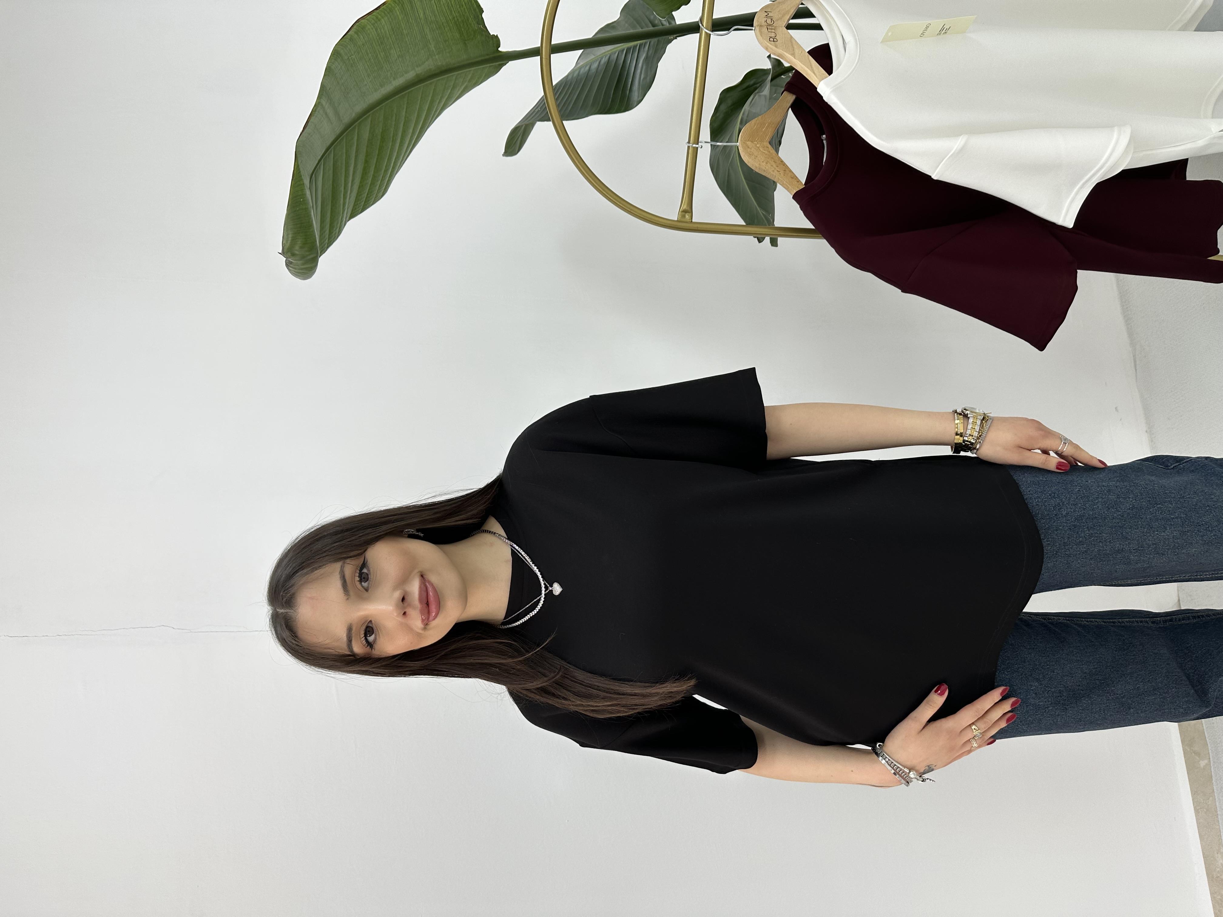  Modal Kumaş Siyah T-shirt