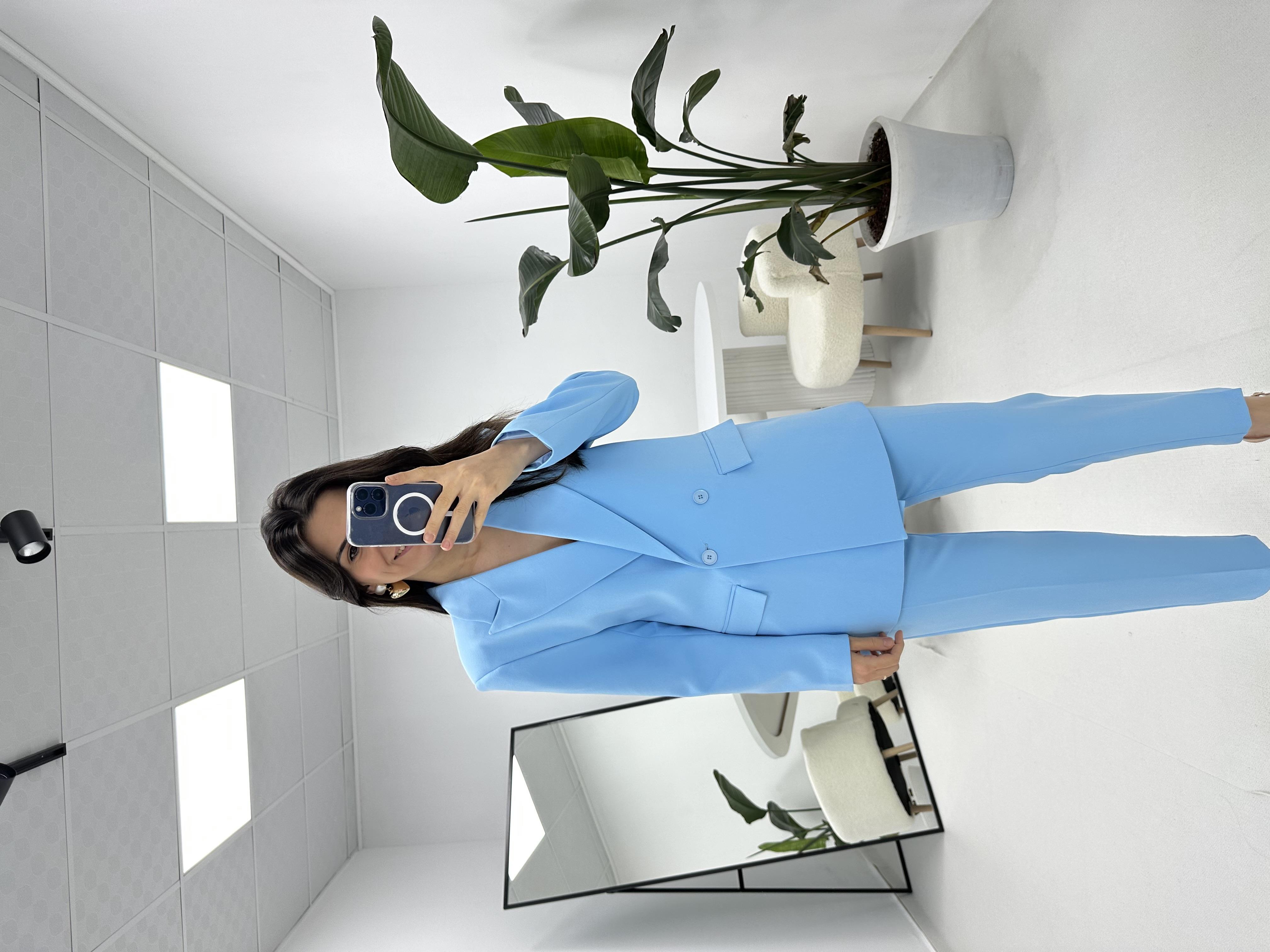 Ceket Pantolon Mavi Takım