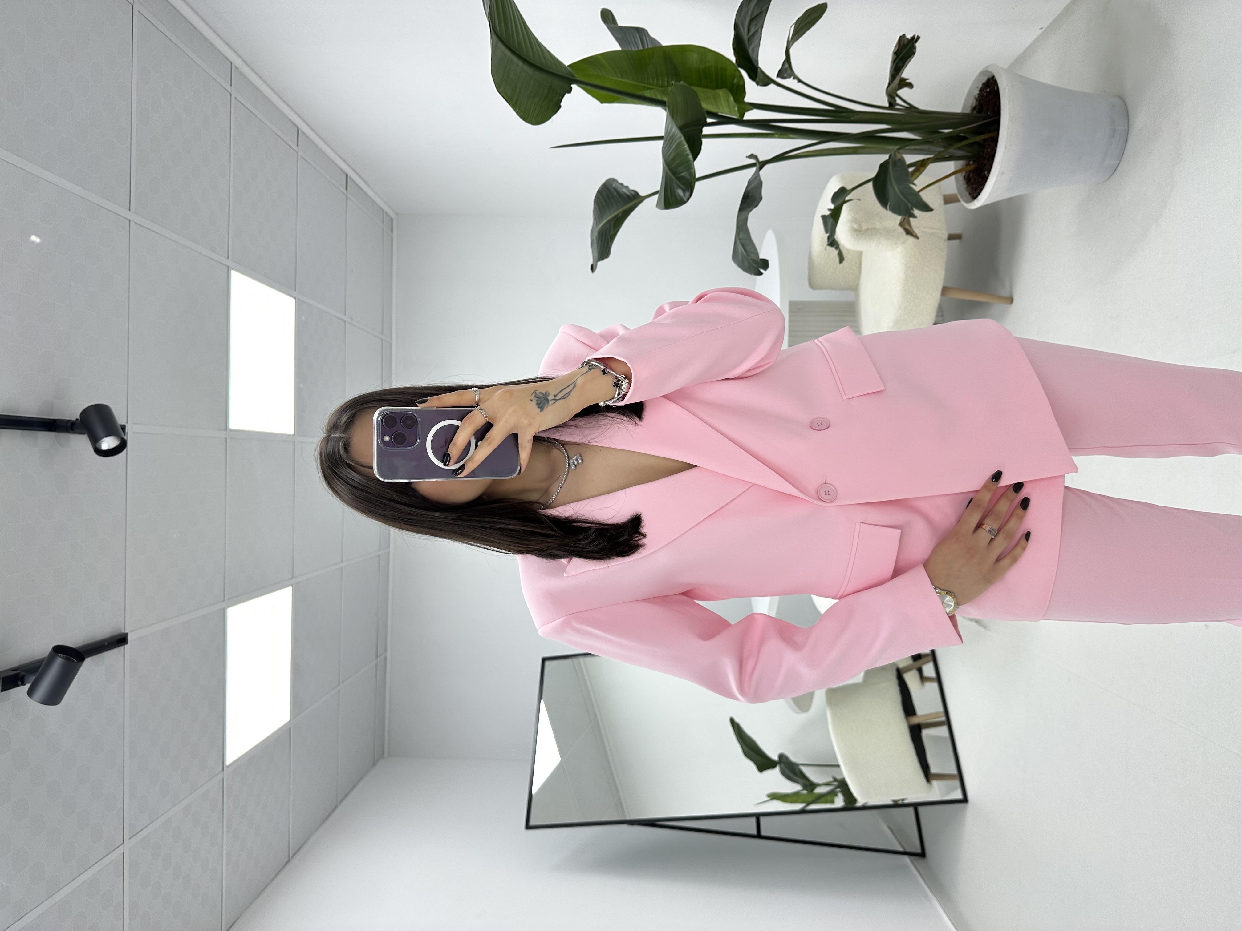 Ceket Pantolon Pembe Takım
