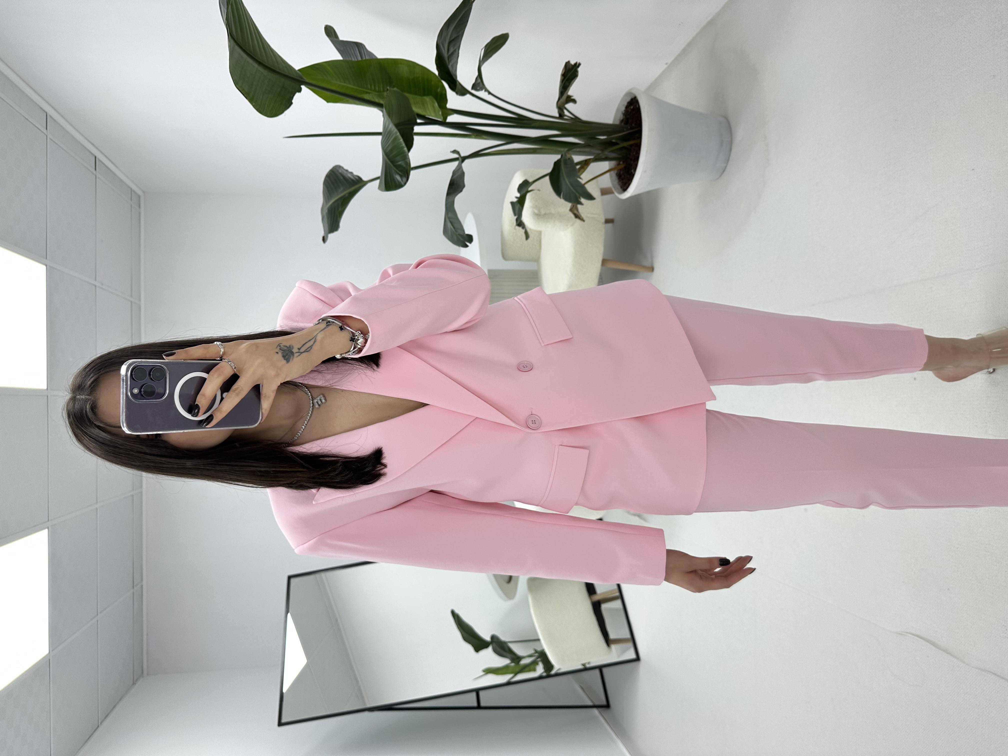 Ceket Pantolon Pembe Takım