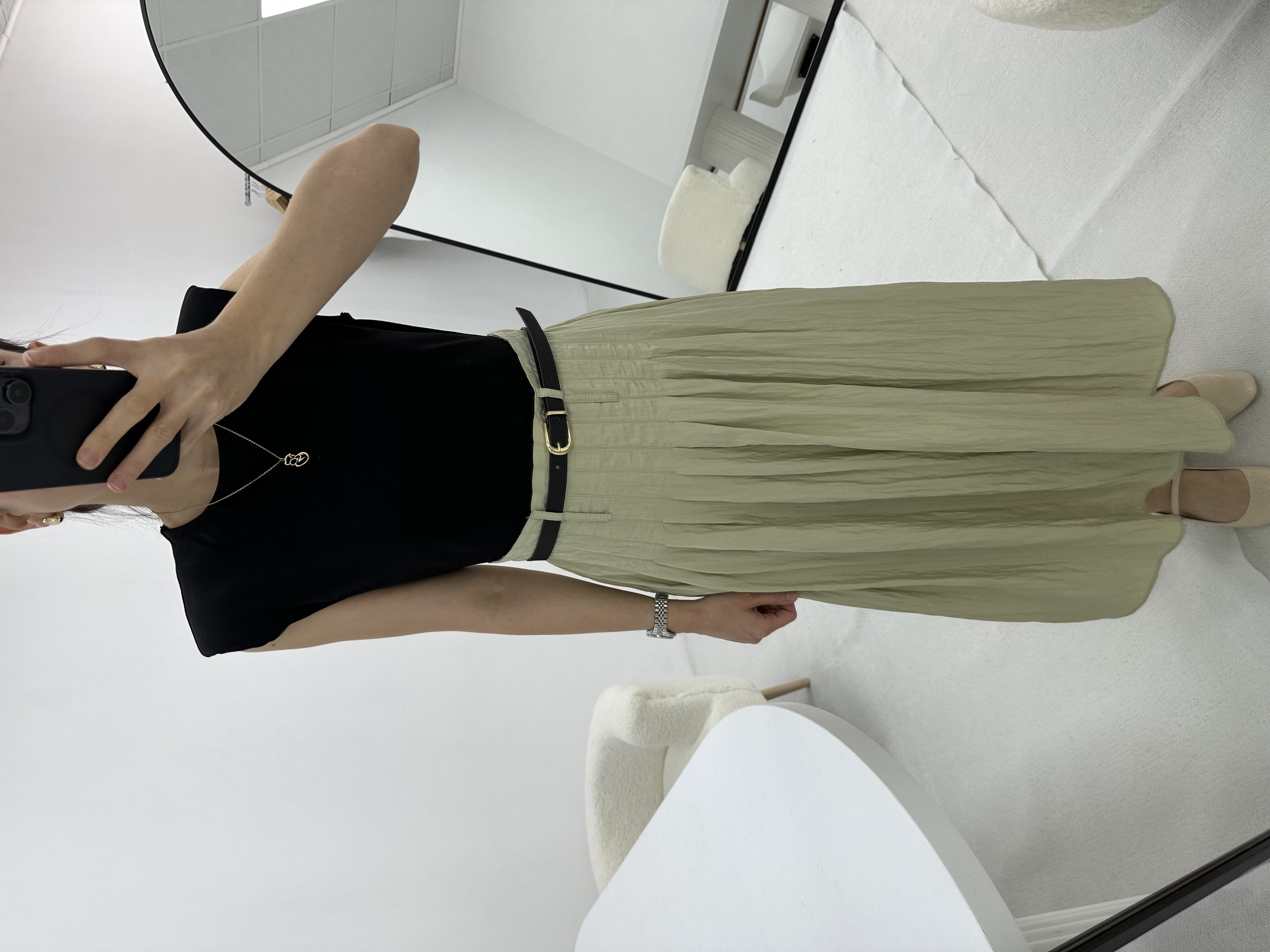 Çift Parça Görünümlü Colorblock Siyah Elbise 