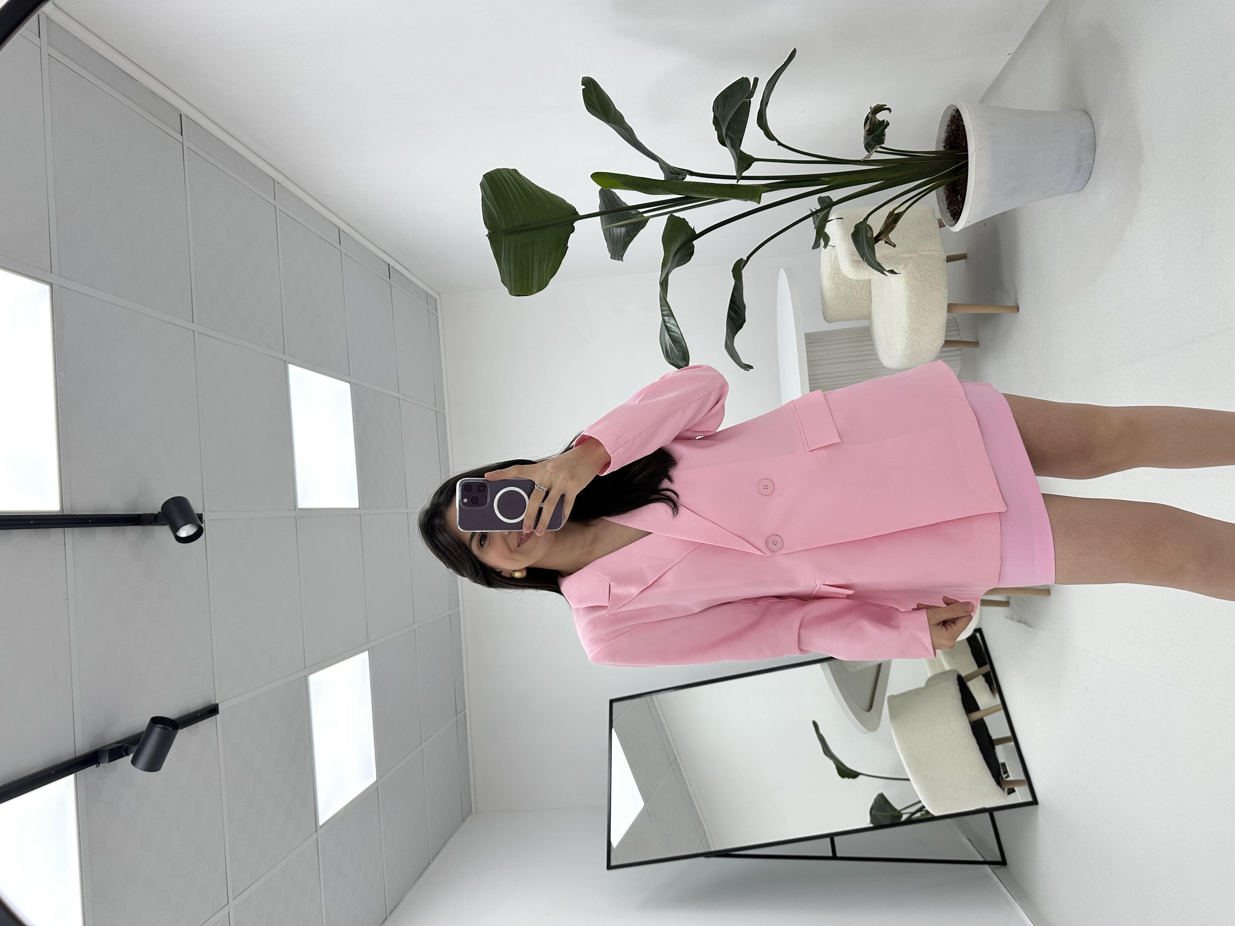 Düğmeli Blazer Pembe Ceket