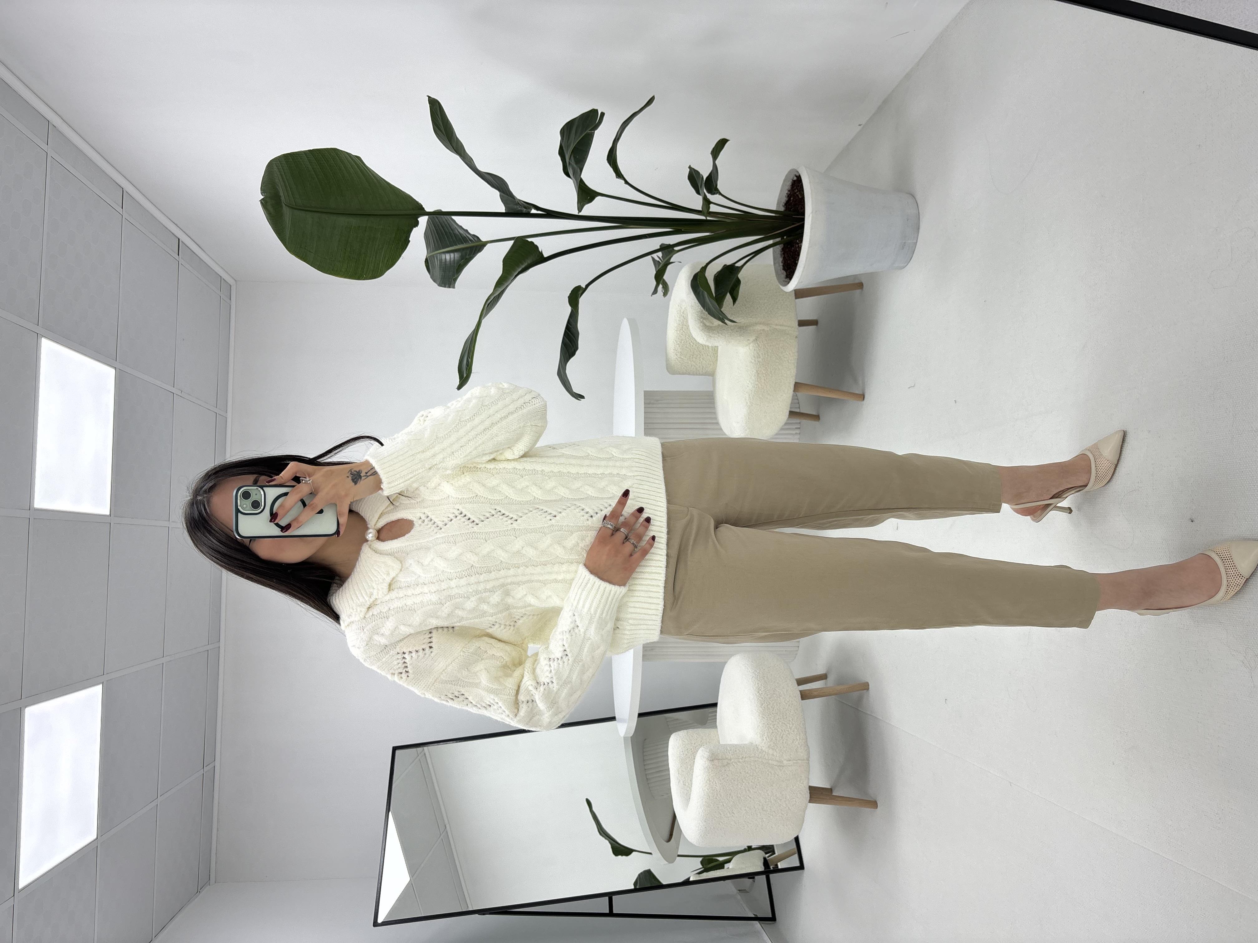 Gabardin Kumaş Havuç Model Vizon  Pantolon 