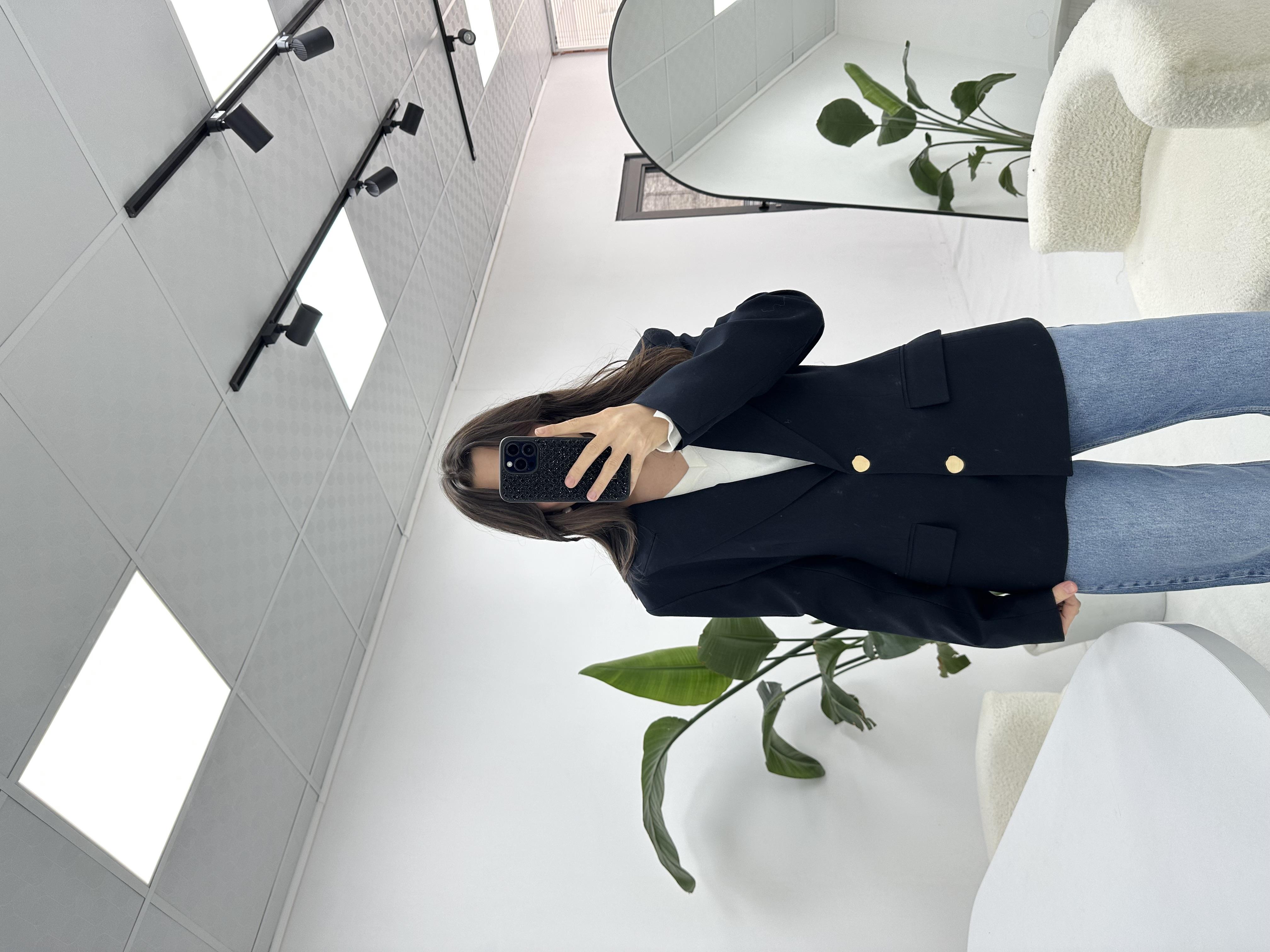 Gold Düğmeli Blazer Ceket