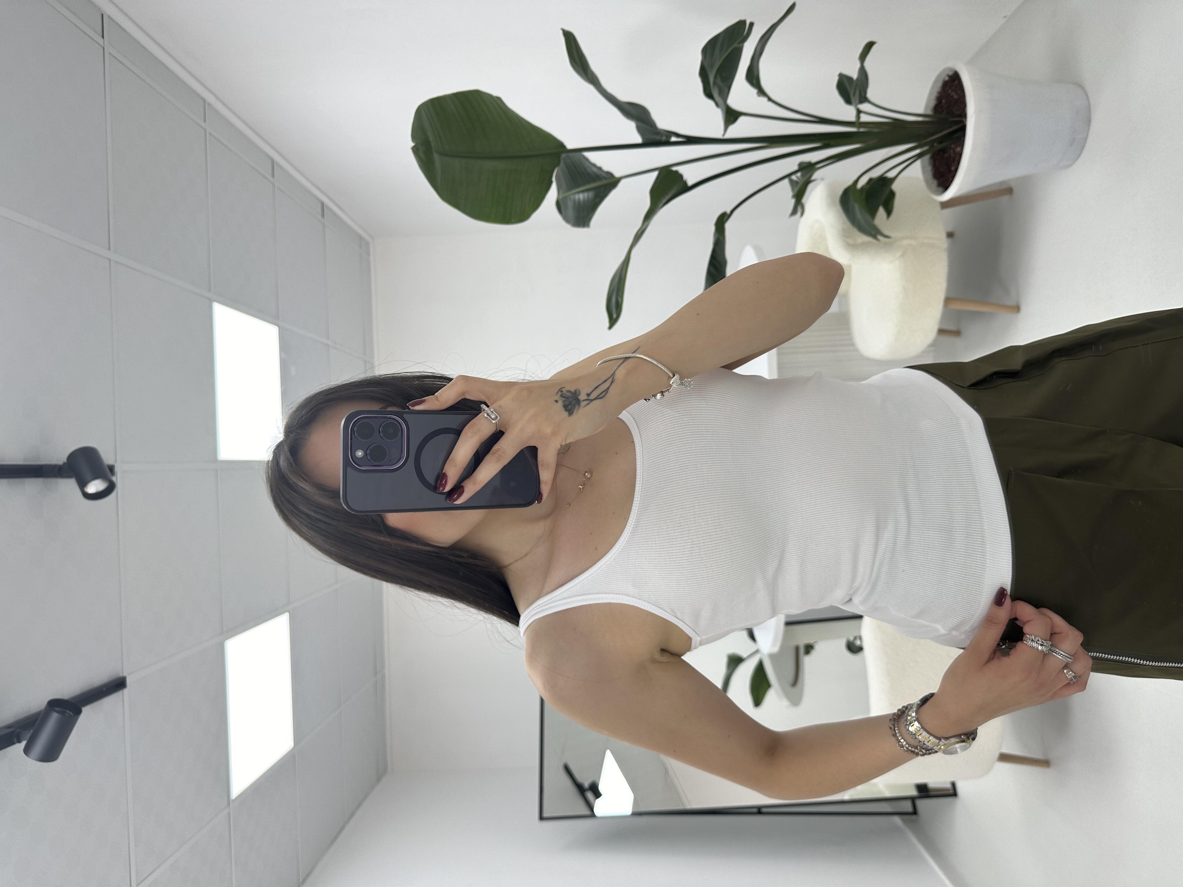 İnce Askılı Fitilli  Oval Yaka Beyaz   Atlet 