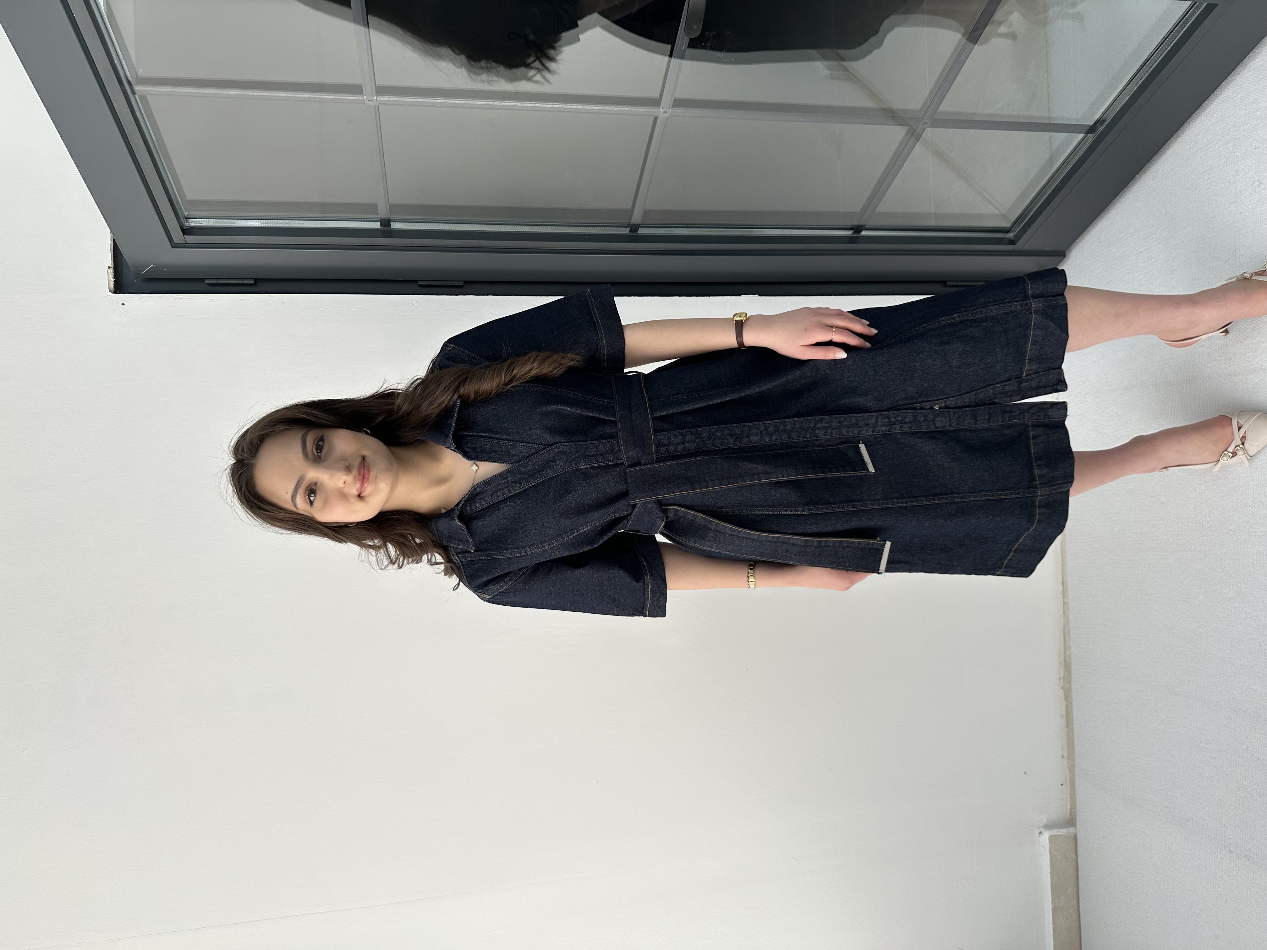 Kemerli Denim Elbise
