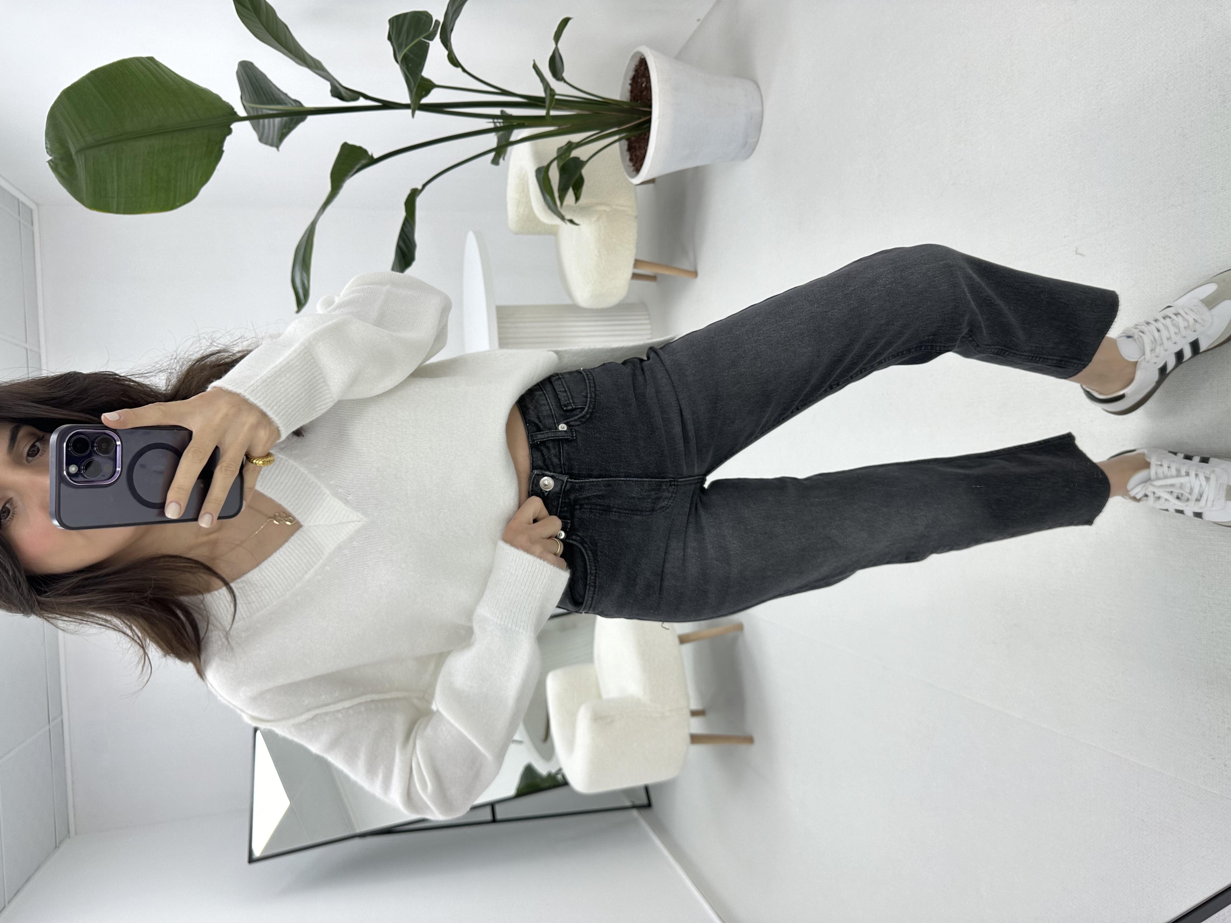 Kesik Paça Boyfit Füme Jean 