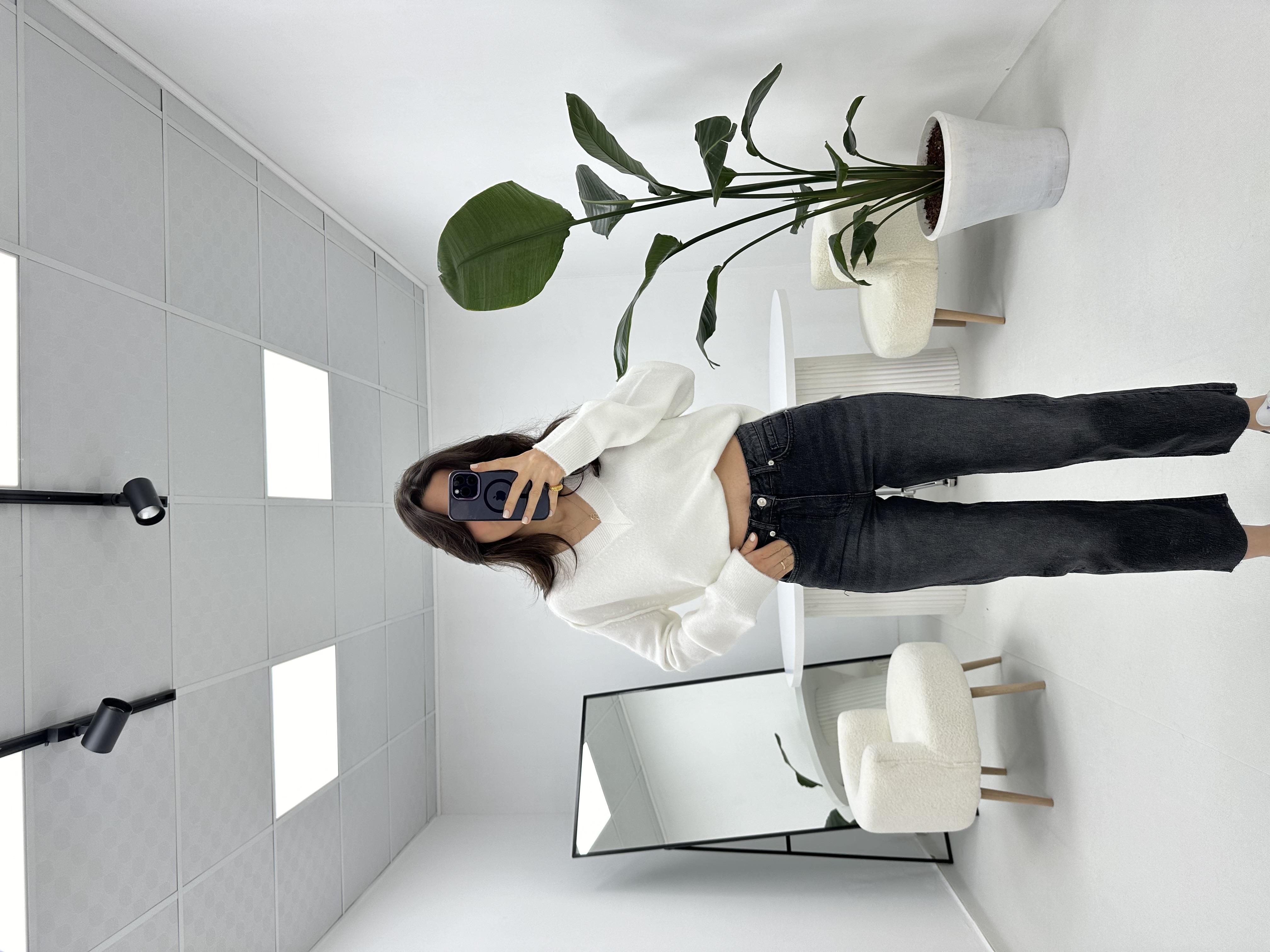 Kesik Paça Boyfit Füme Jean 