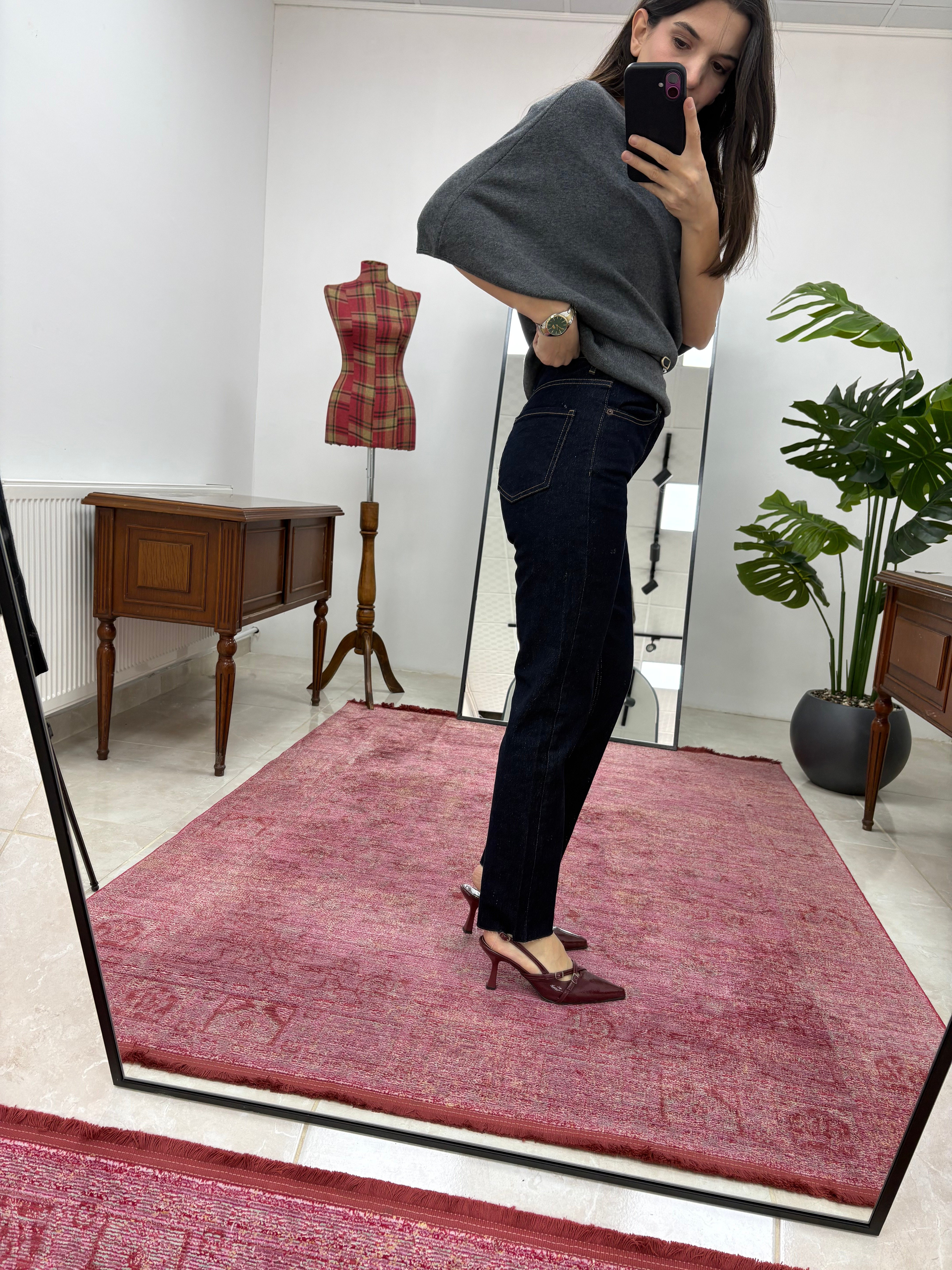 Koyu Mavi  Boyfit Jean Pantolon 