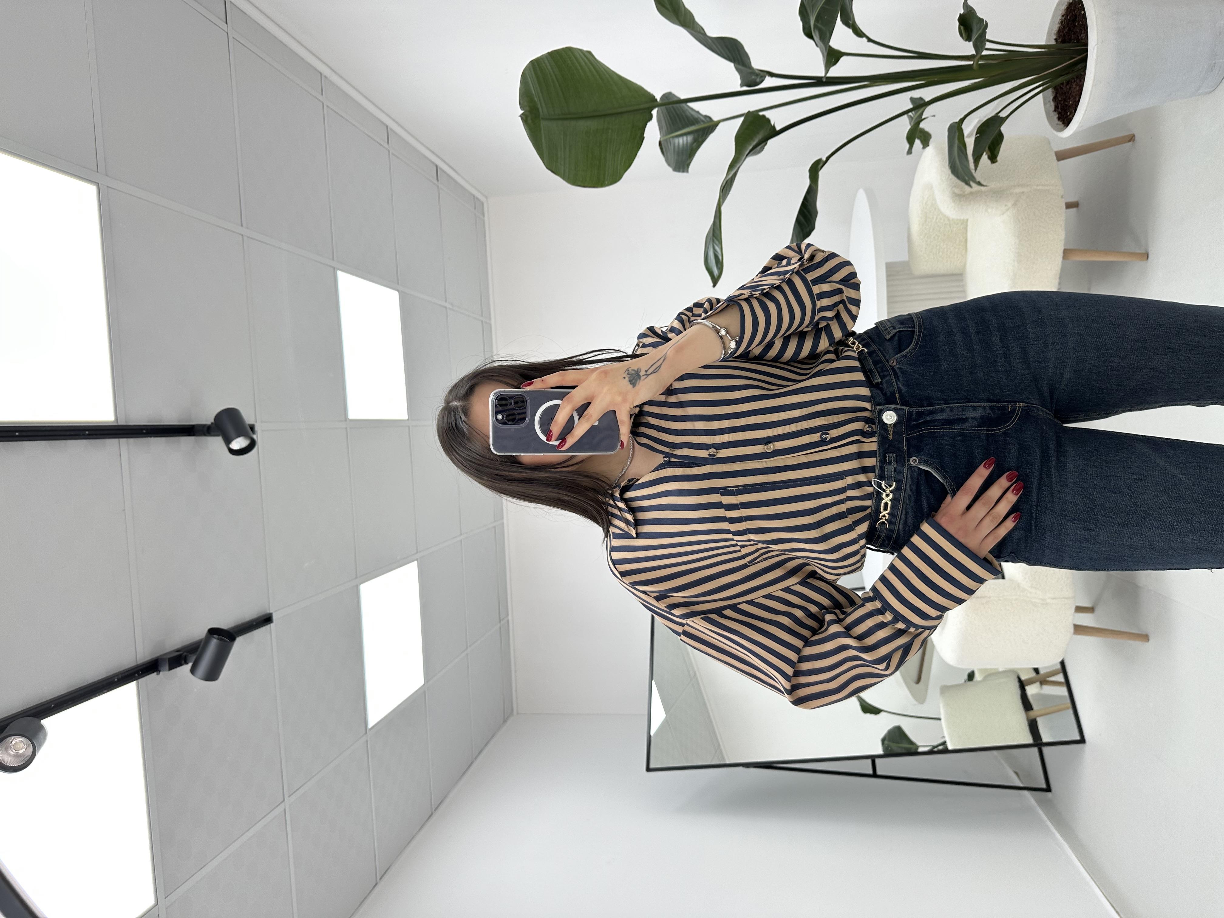 Lacivert Çizgili Gömlek