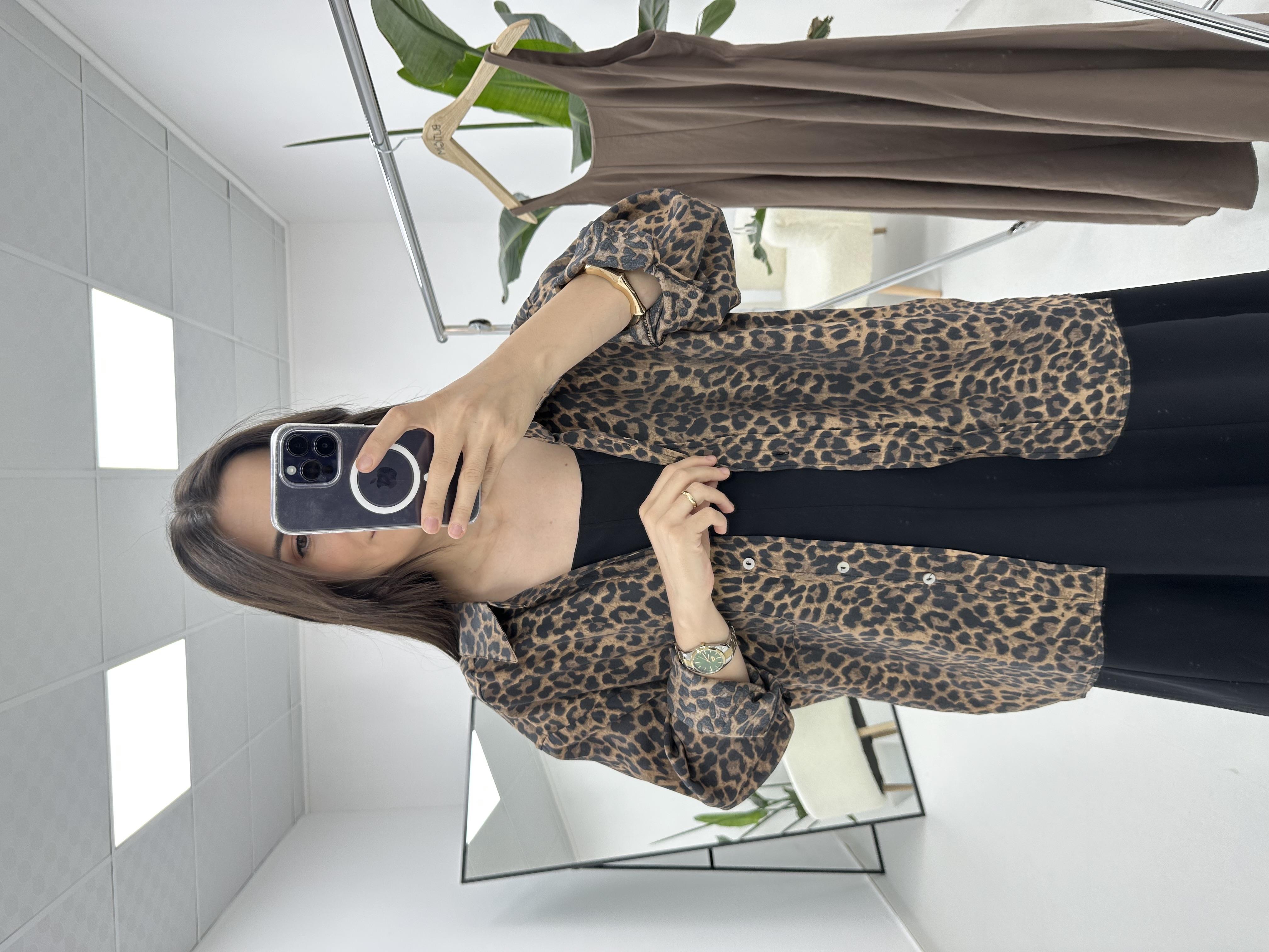 Leopar Desenli Gömlek