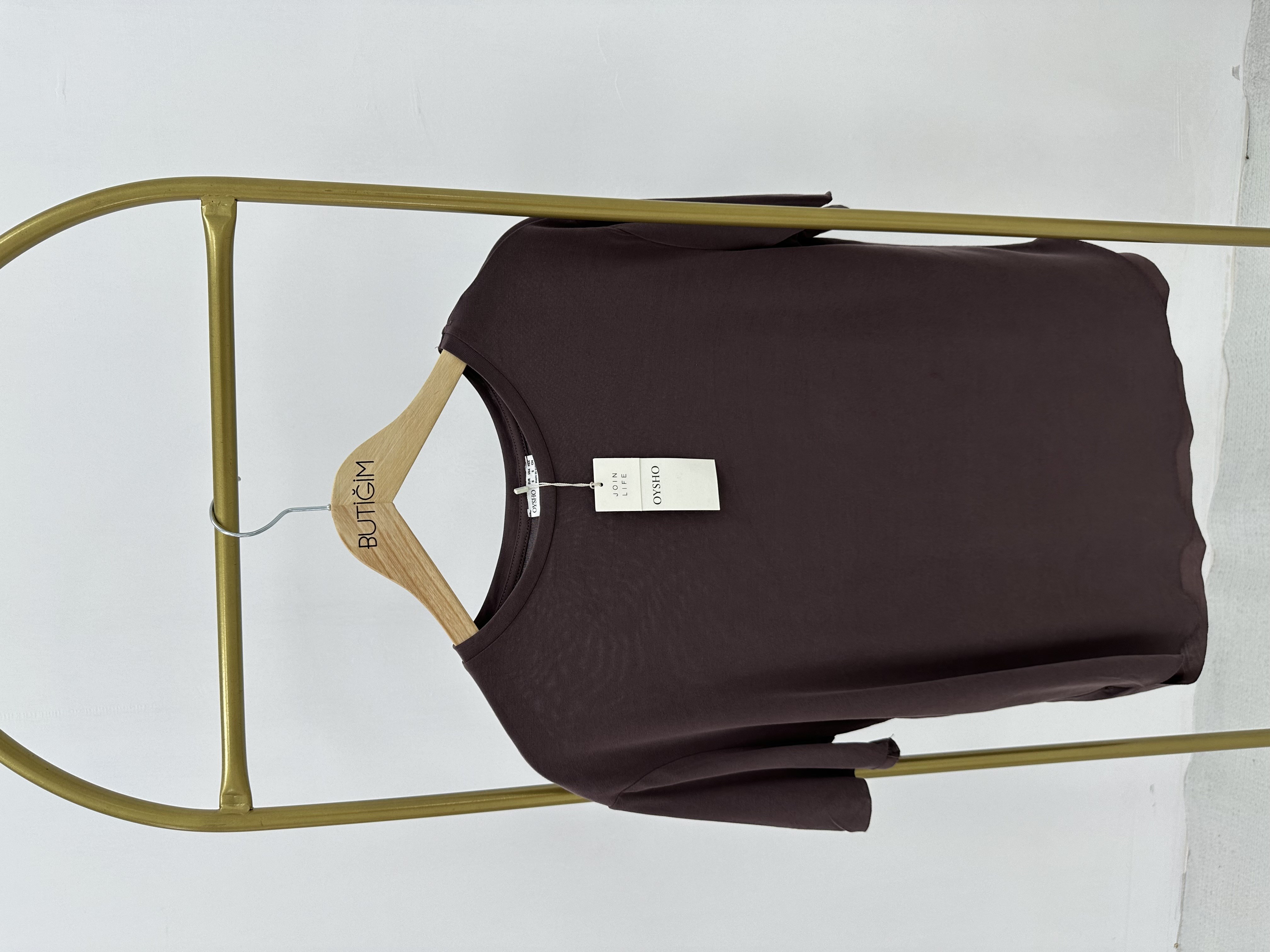 Modal Kumaş Kahverengi T-shirt