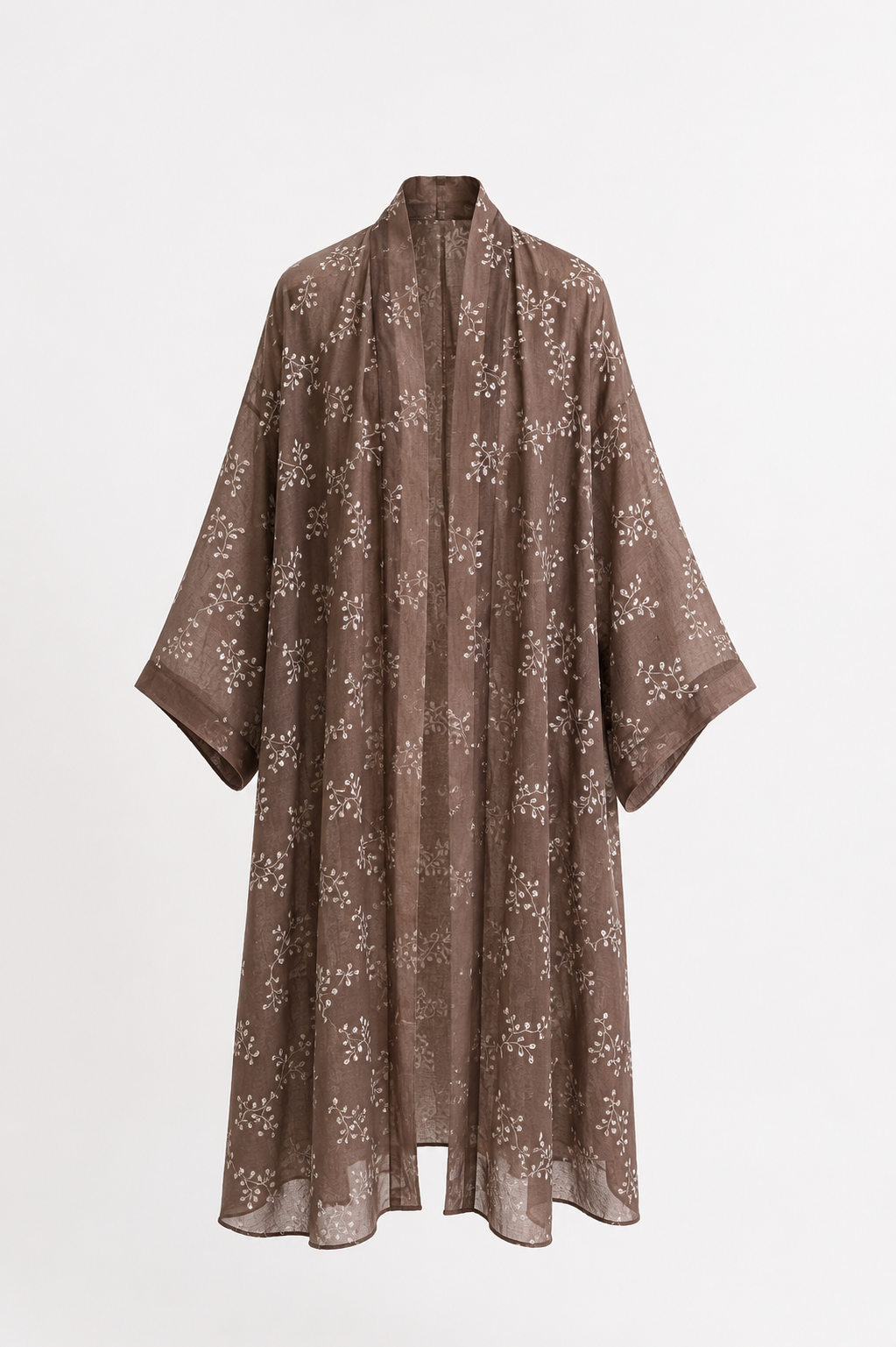 Nakış İşlemeli Kahverengi   Kimono
