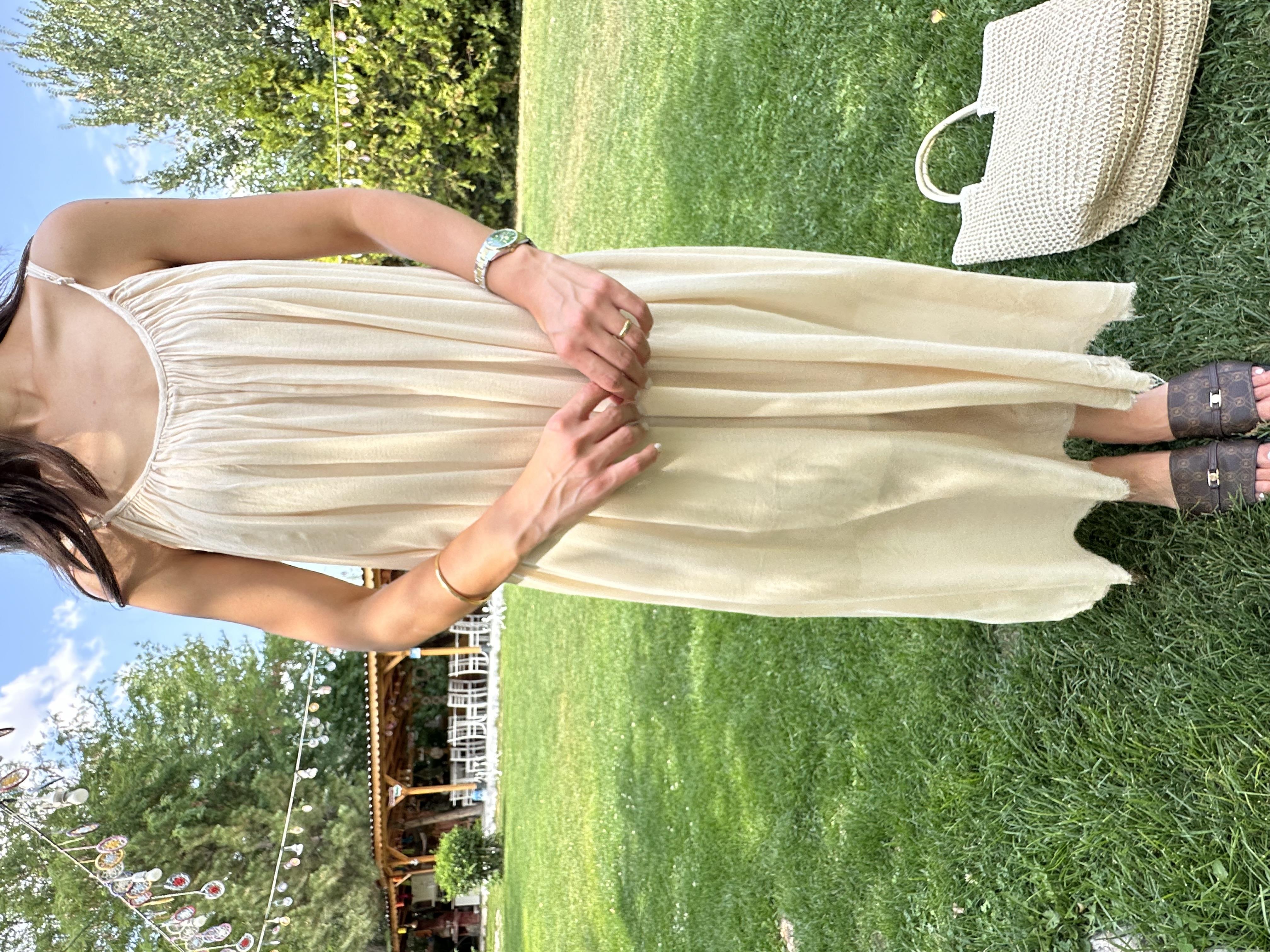 Naturel Seri %100 Pamuk Astarlı Elbise 