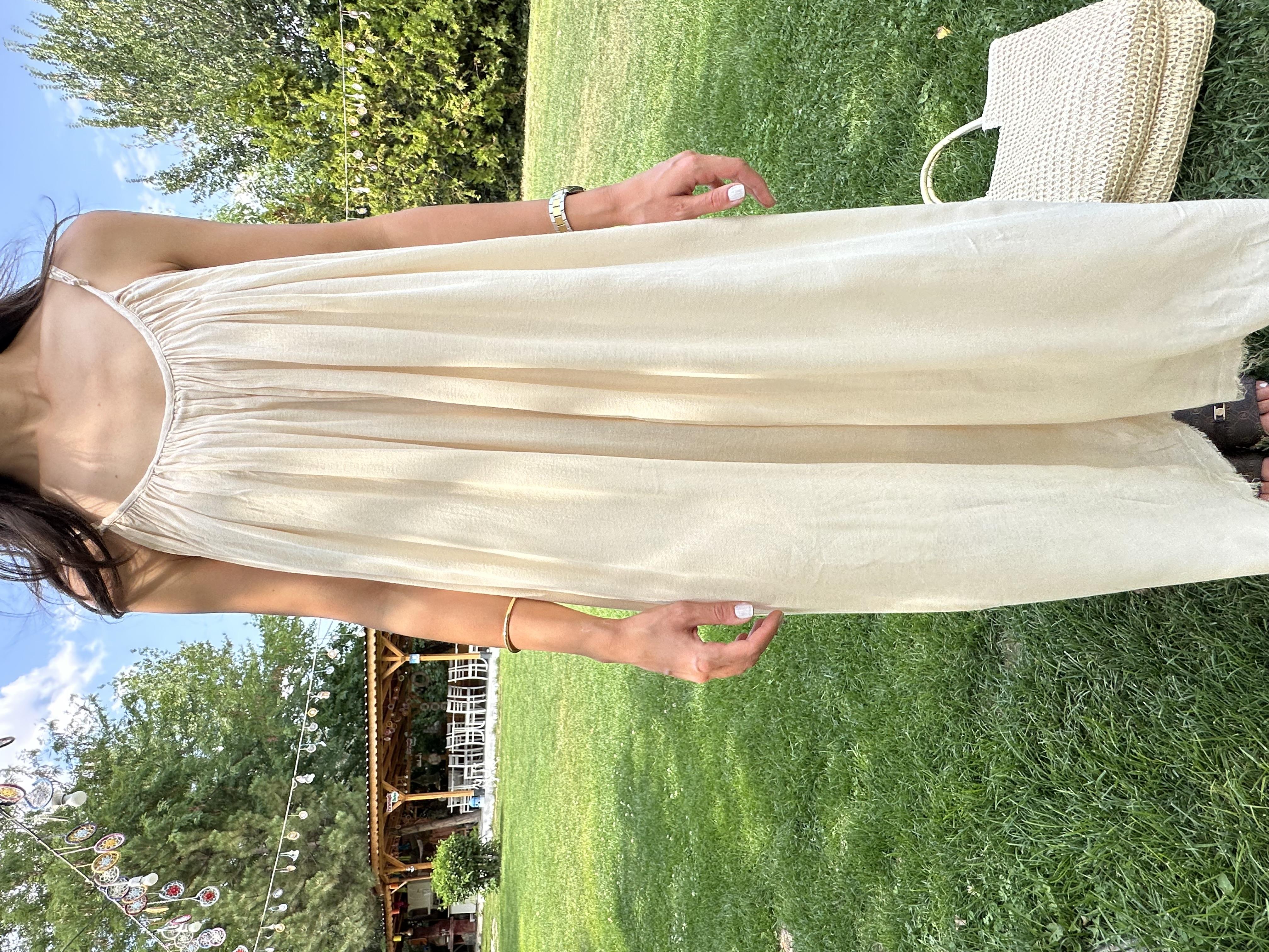 Naturel Seri %100 Pamuk Astarlı Elbise 