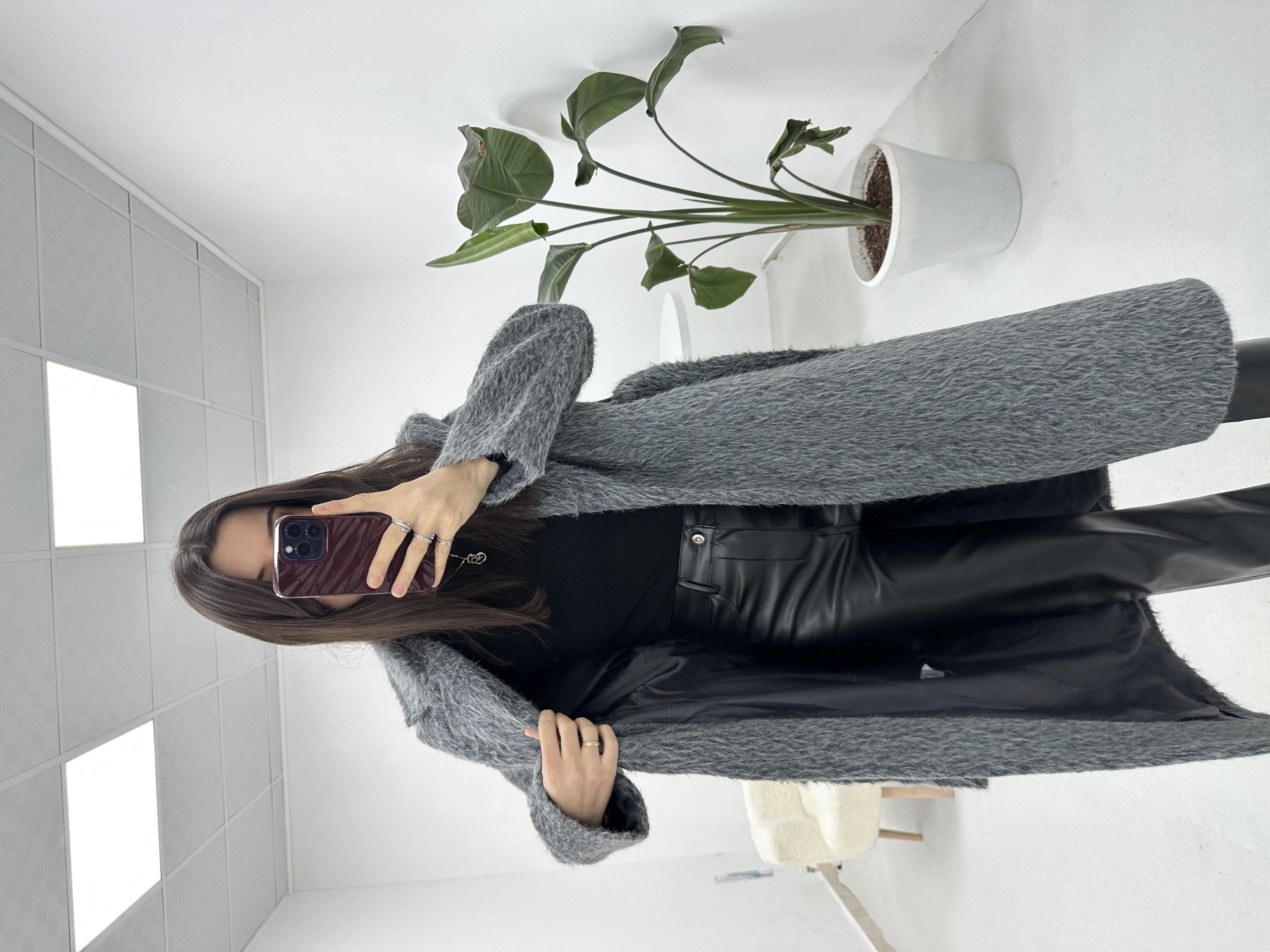 Oversize Antrasit Kürk Kaban