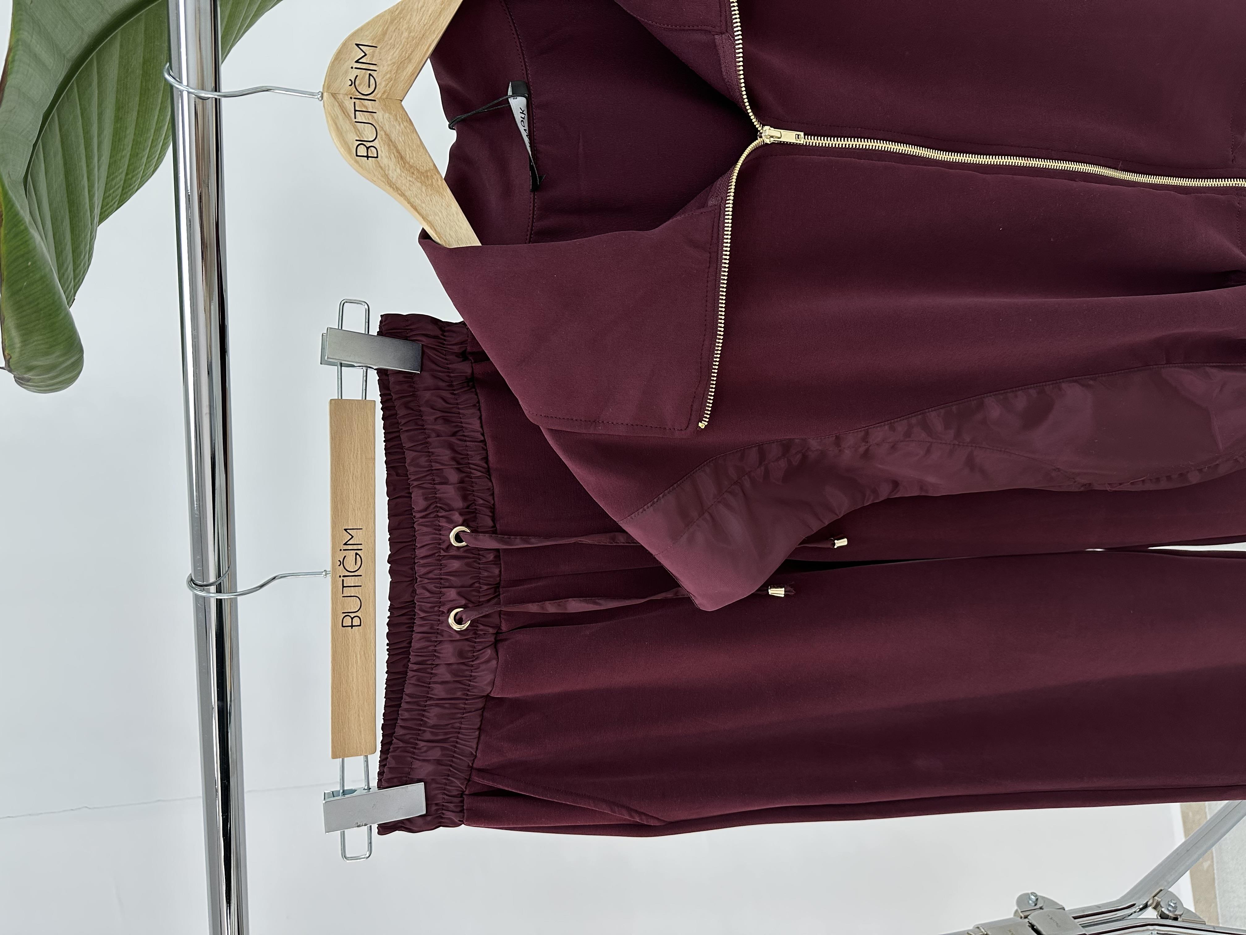 Paraşüt Detaylı Modal Kumaş Bordo Takım