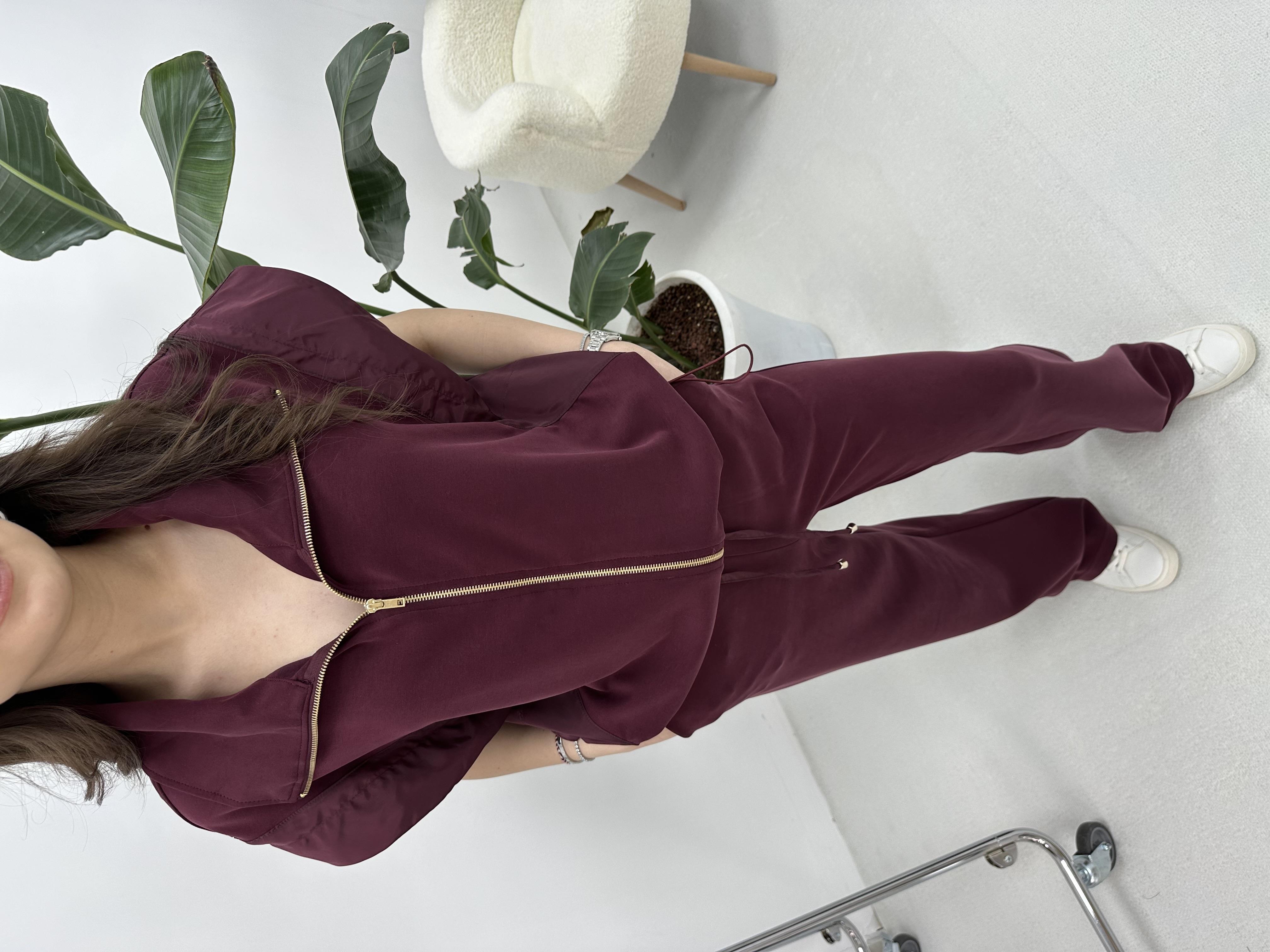Paraşüt Detaylı Modal Kumaş Bordo Takım