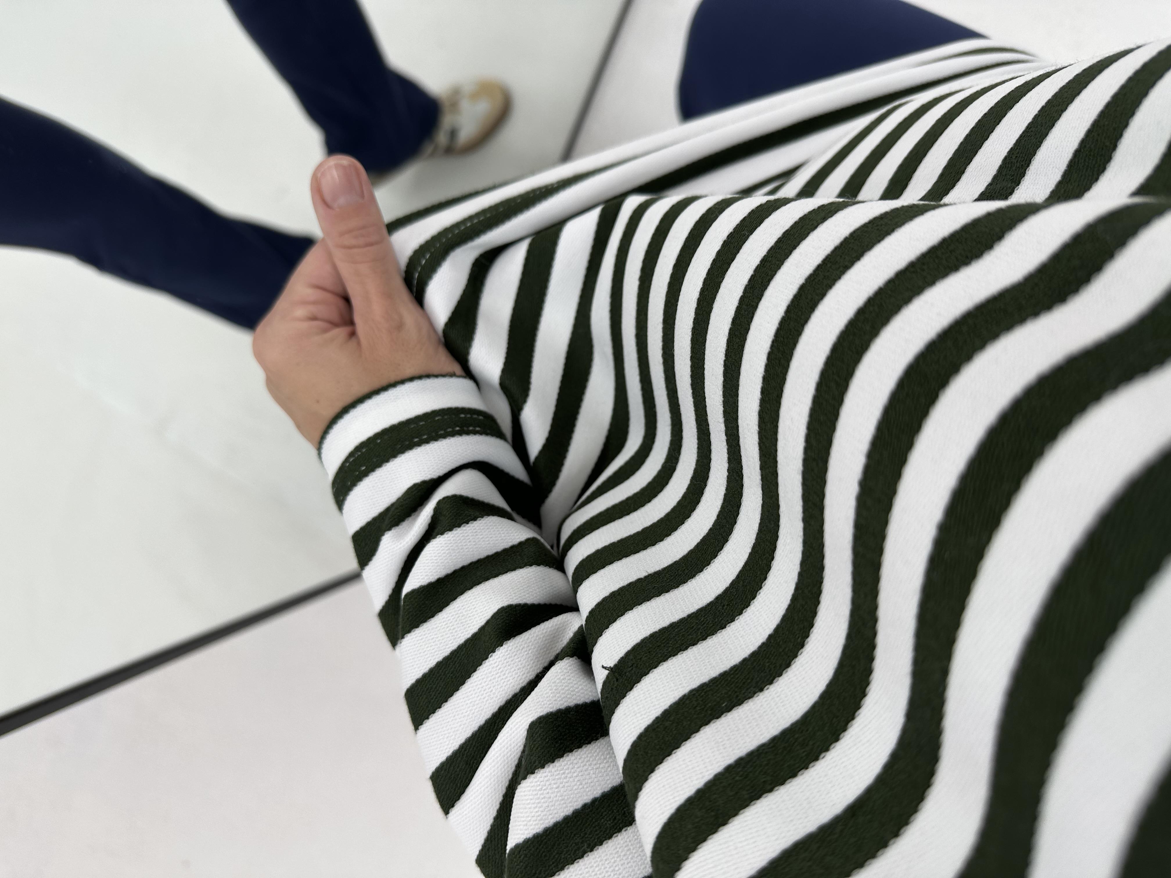 Polo Yaka Çizgili Yeşil Beyaz ÇizgiliSweatshirt 