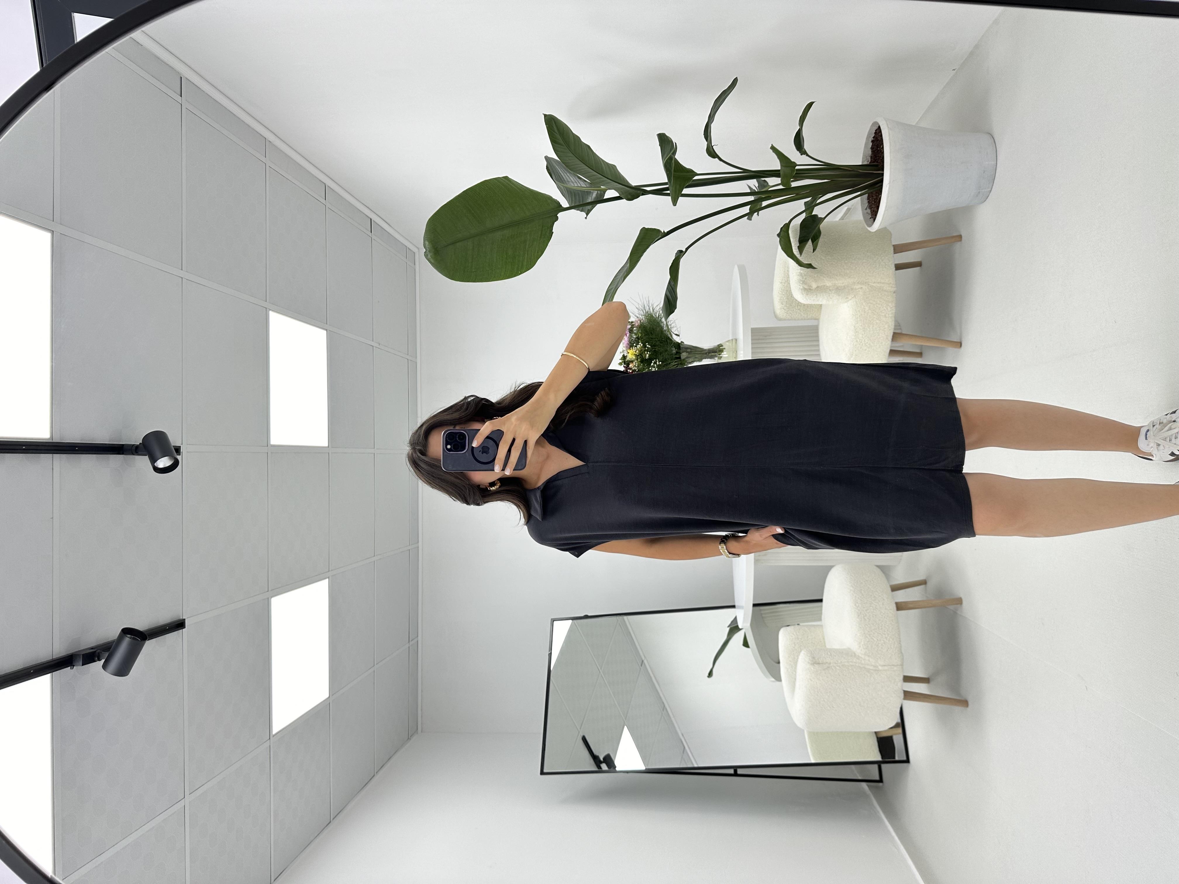 Polo Yaka Oversize Füme Elbise 
