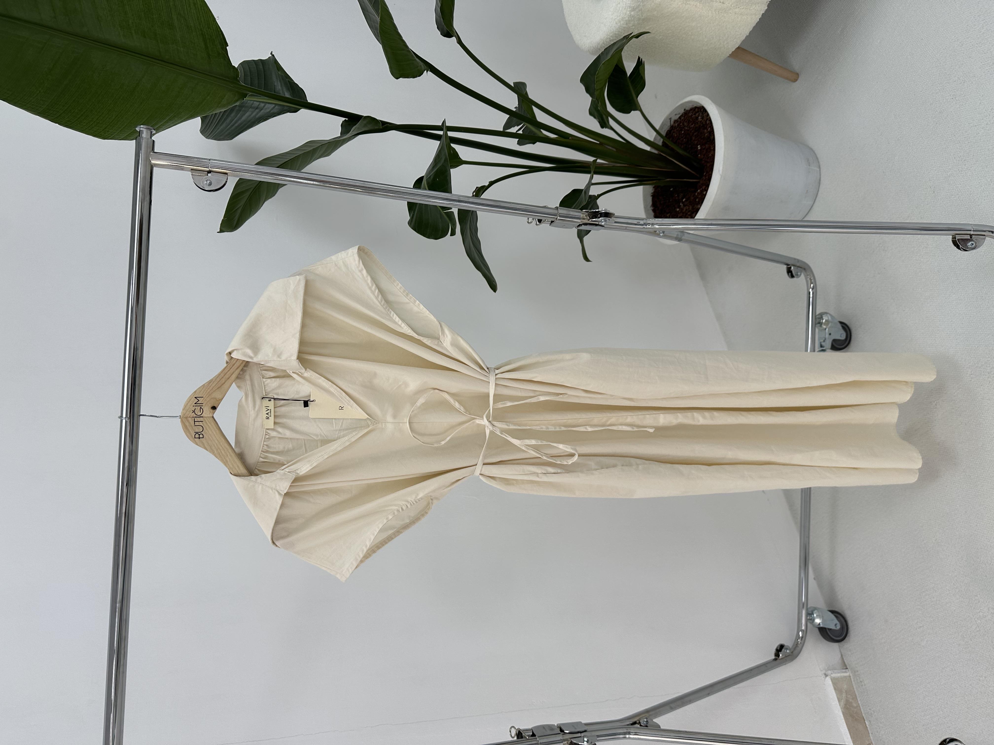Taş Geniş Yaka Oversize Elbise 
