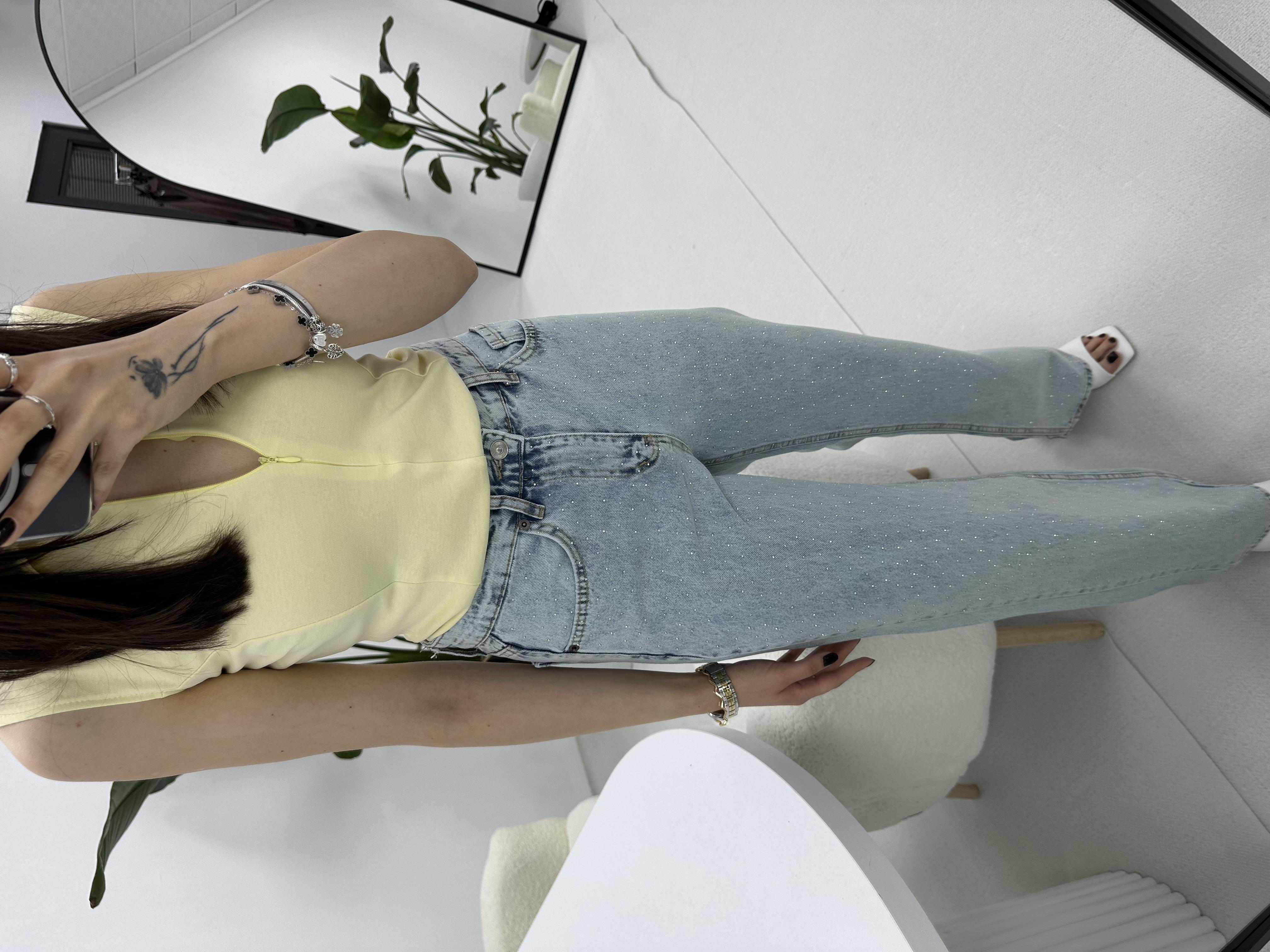 Taşlı Mavi Jean